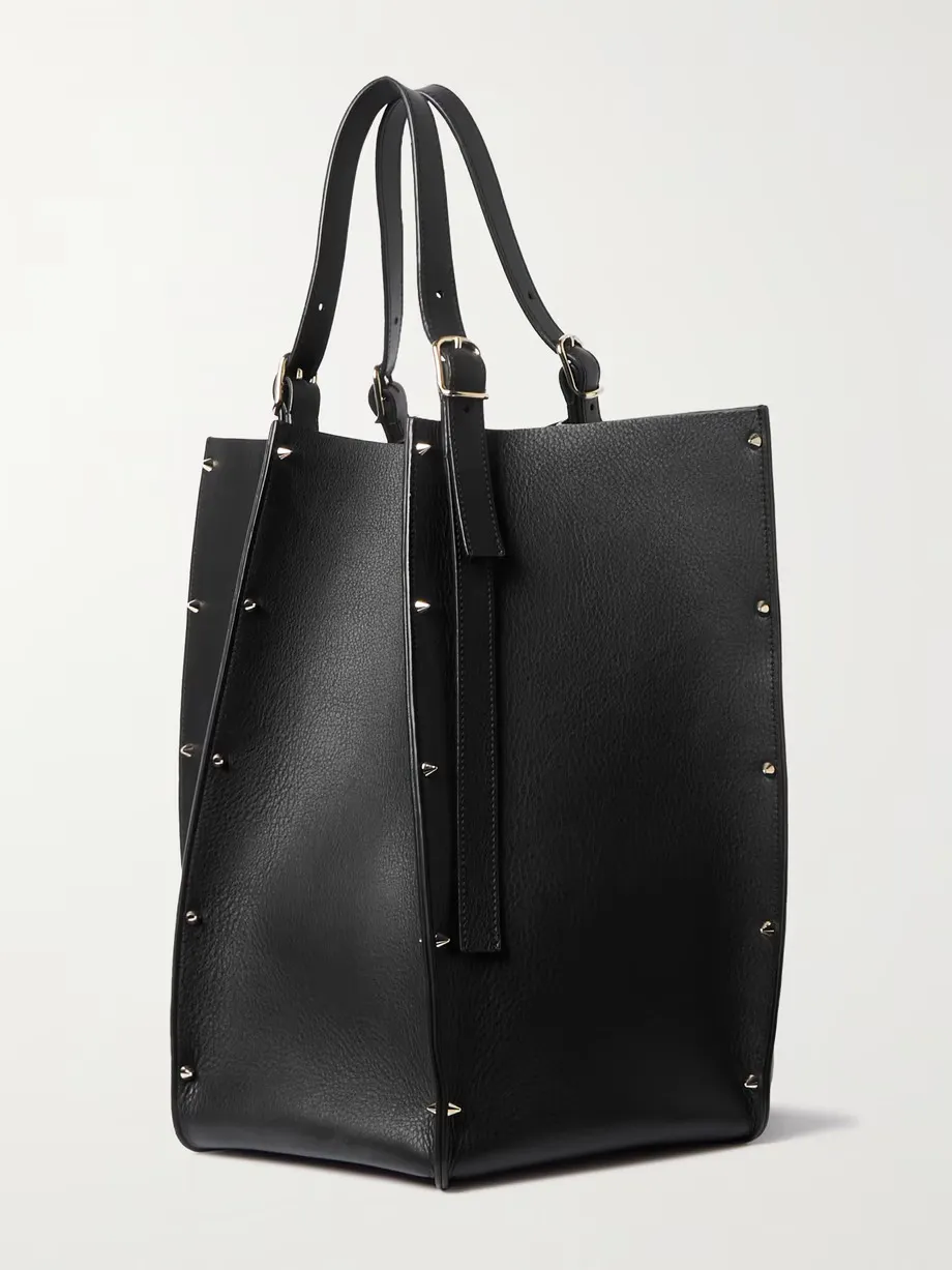 Carmela studded textured-leather tote