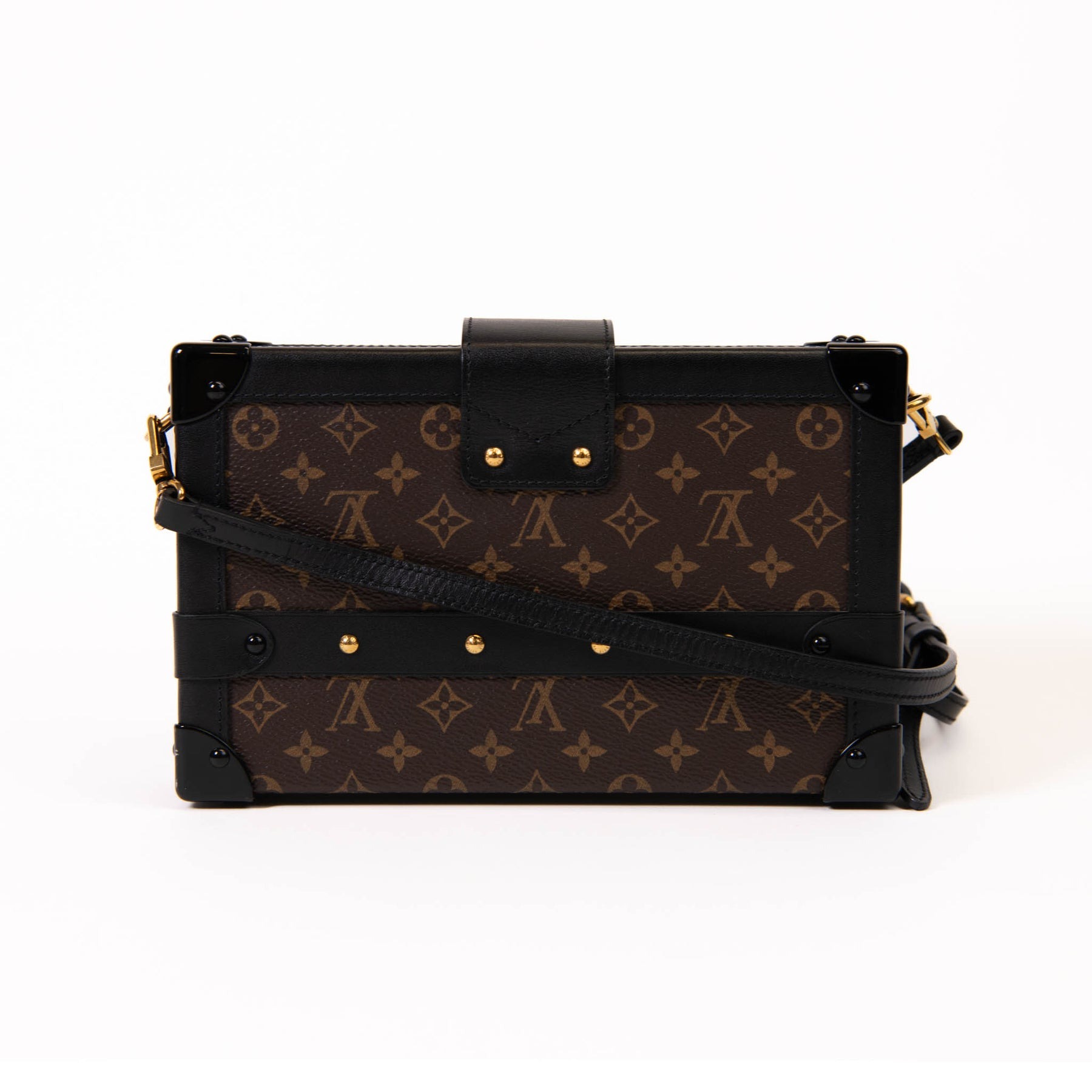 Louis Vuitton Brown Monogram & Black Leather Petite Malle Crossbody Bag