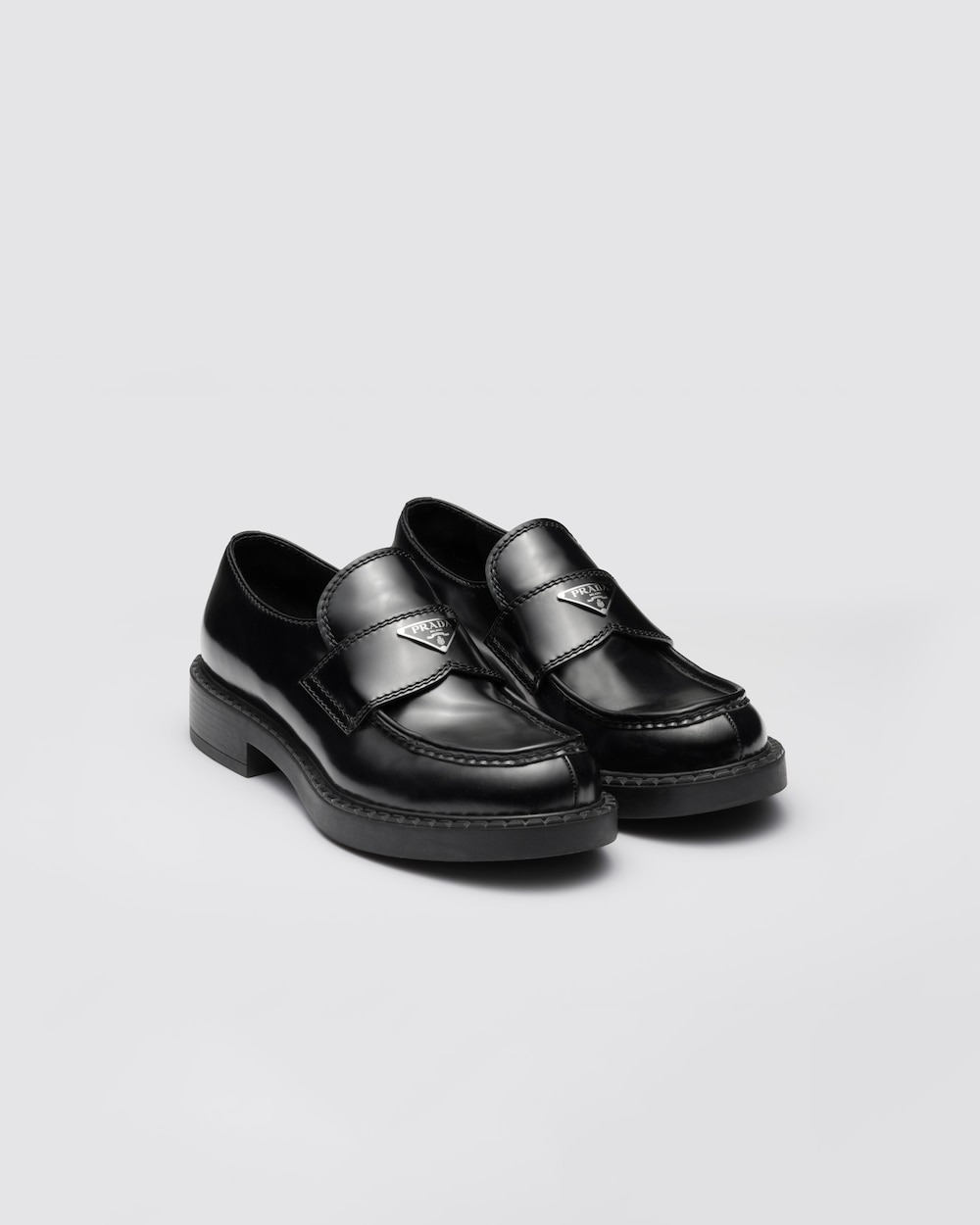Prada Chocolate brushed leather loafers
