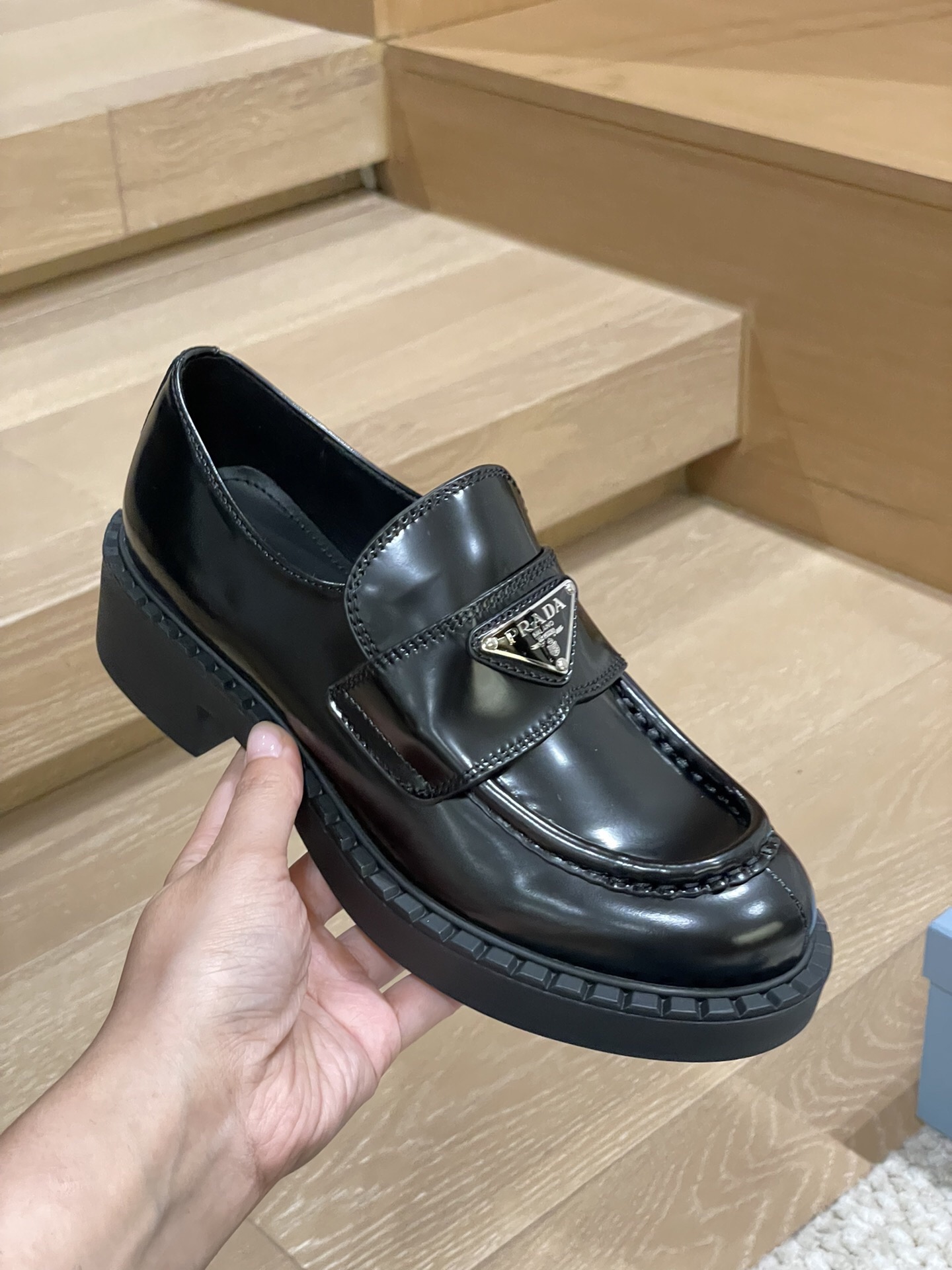 Prada Chocolate brushed leather loafers
