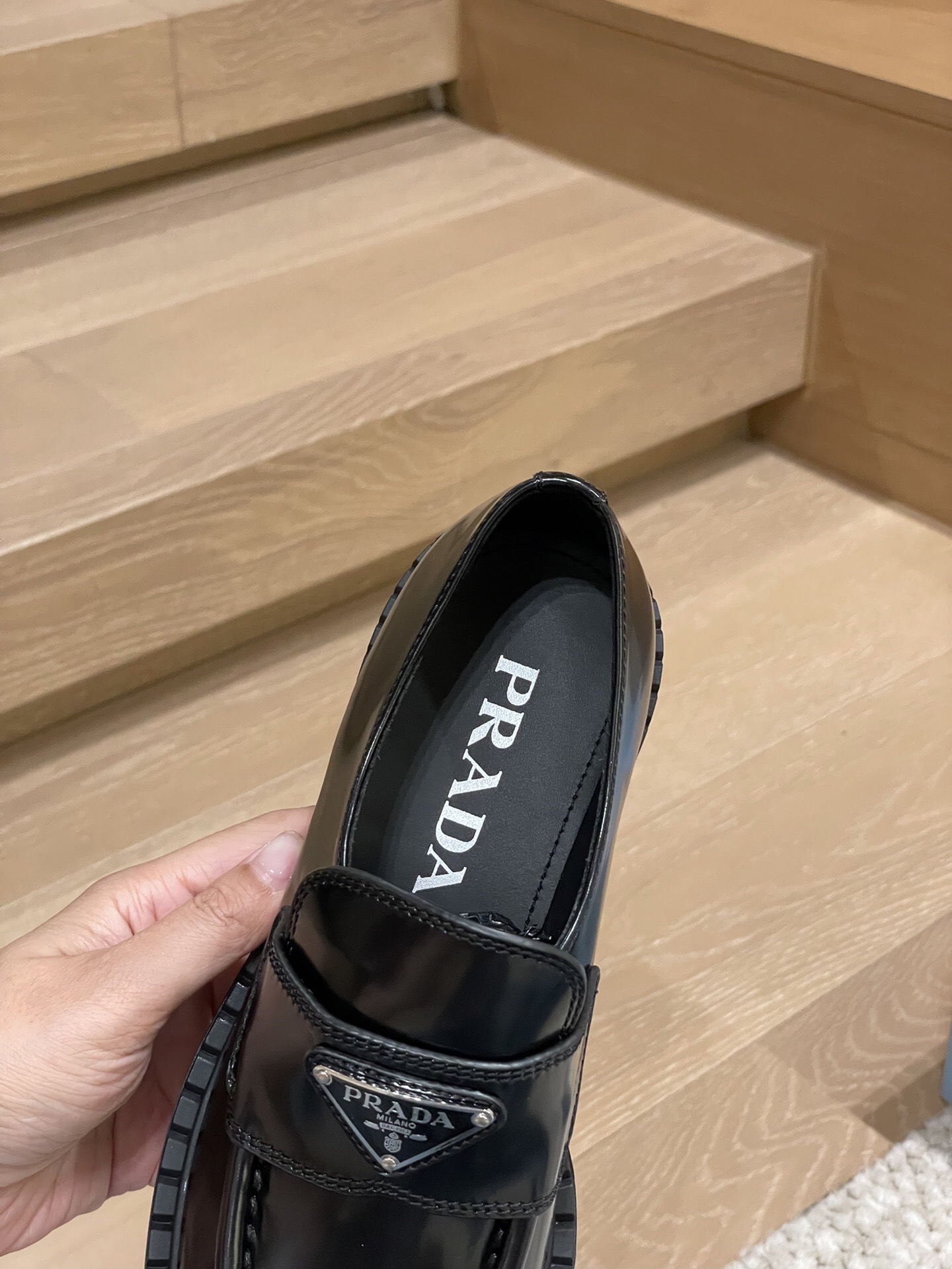 Prada Chocolate brushed leather loafers