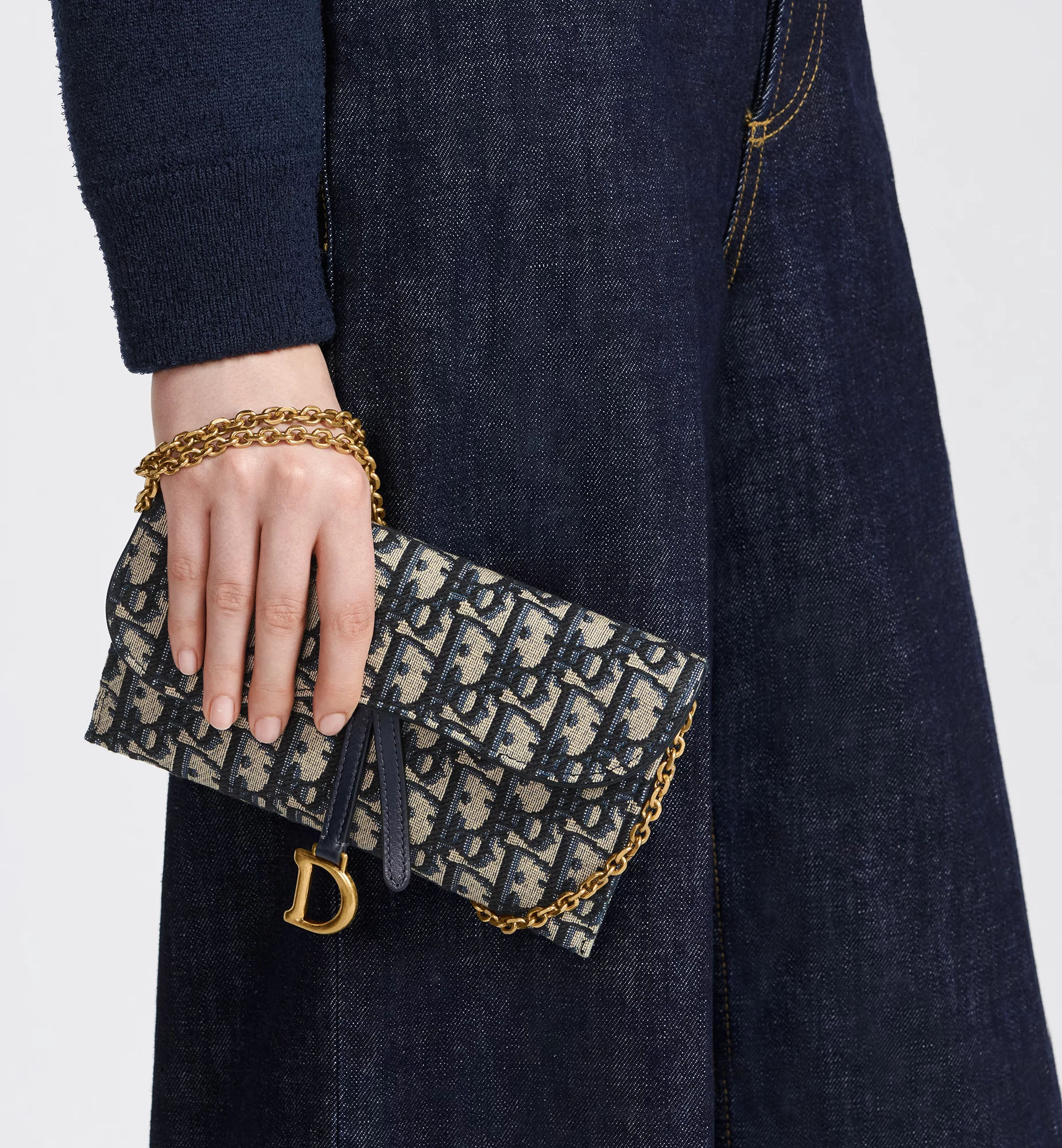 Saddle Long Wallet with Chain