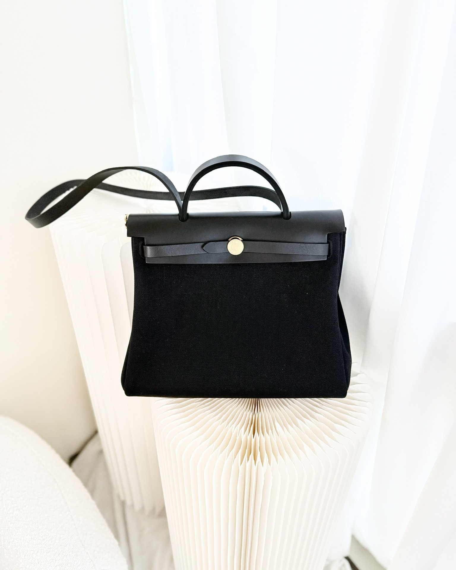 Hermès Herbag Zip 31 Noir Canvas Gold Hardware