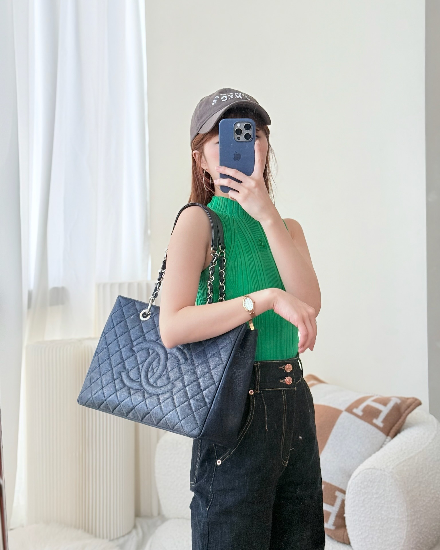 Chanel GST Navy Caviar Silver Hardware