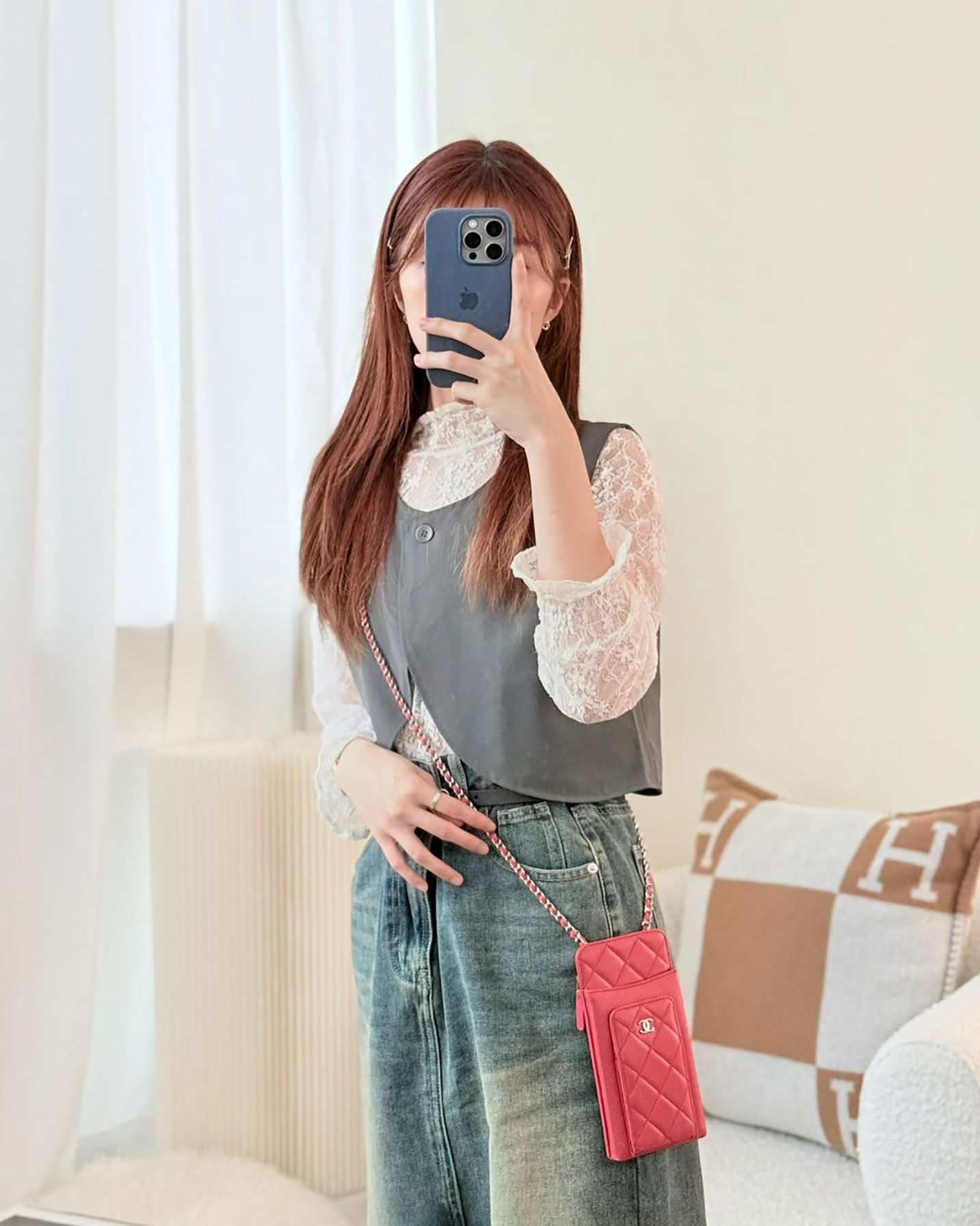 Chanel Phone Holder Long Zip Wallet