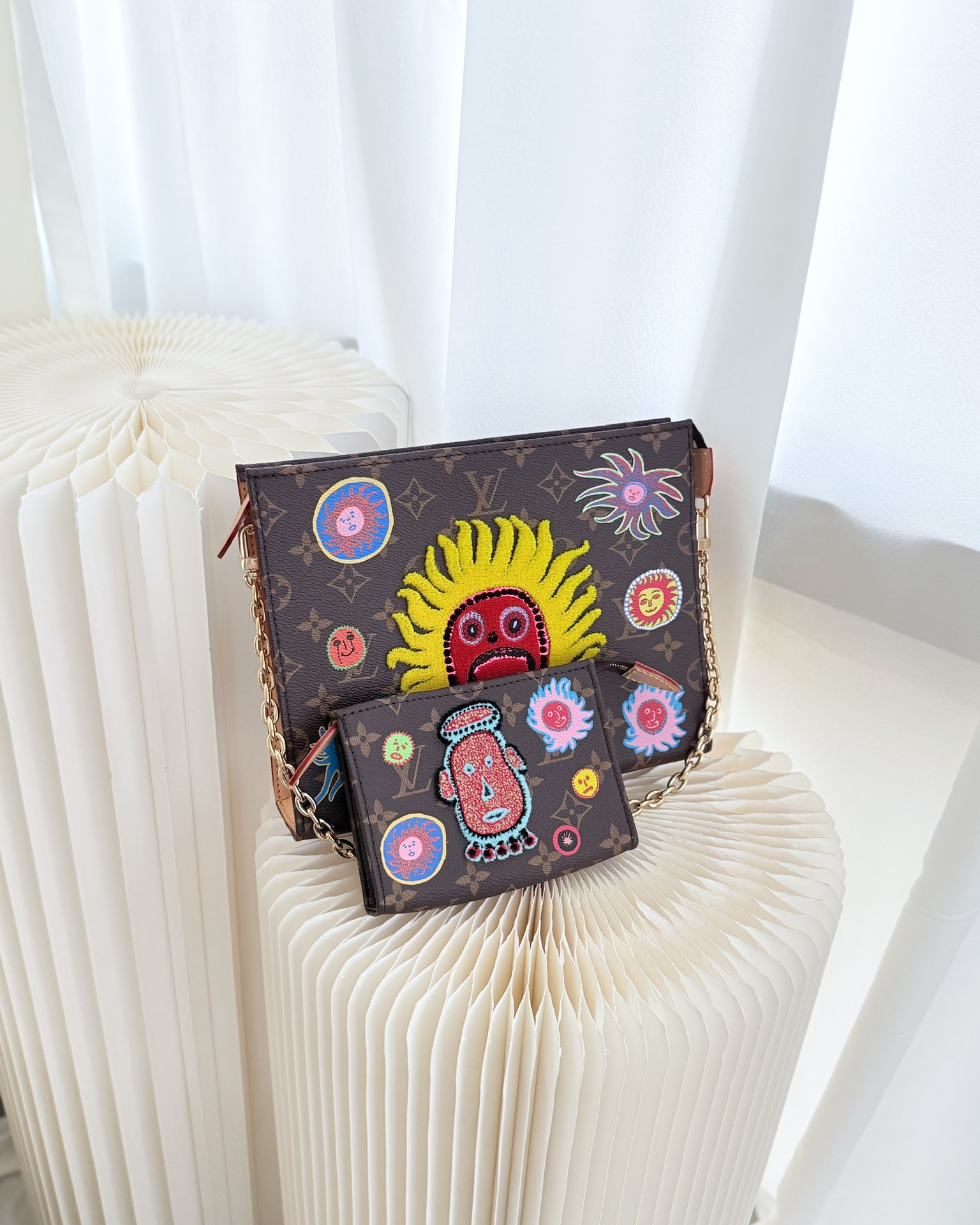 Louis Vuitton x Yayoi Kusama Toiletry Pouch on Chain Monogram Embroidered