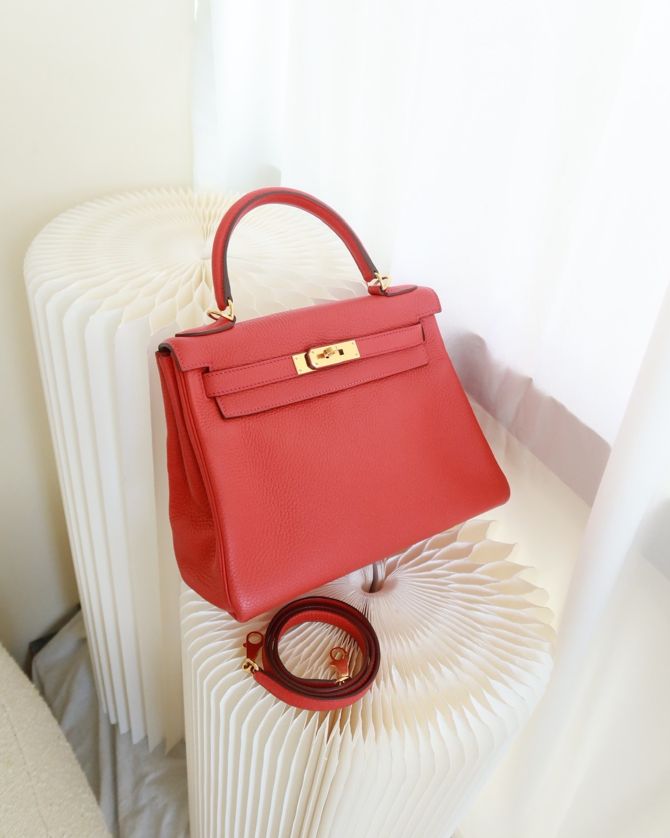 Hermès Kelly 28 Retourne Rouge Tomate S5 Clemence Gold Hardware