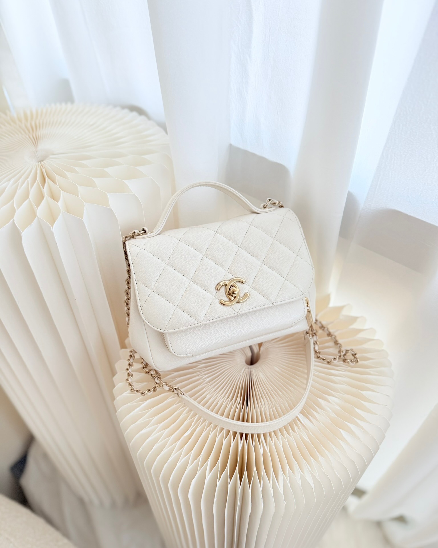 Chanel Quilted Small Business Affinity Flap White Caviar