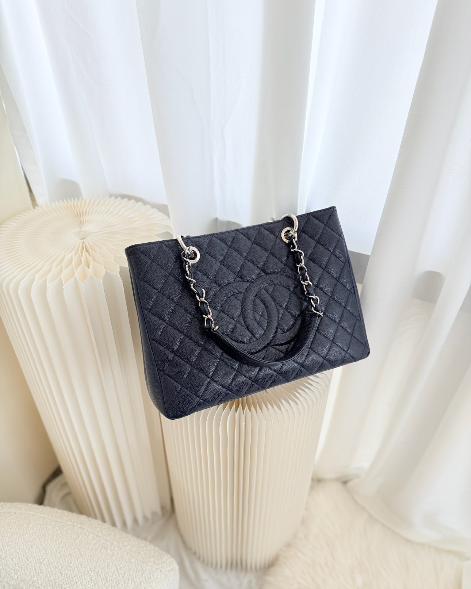 Chanel GST Navy Caviar Silver Hardware