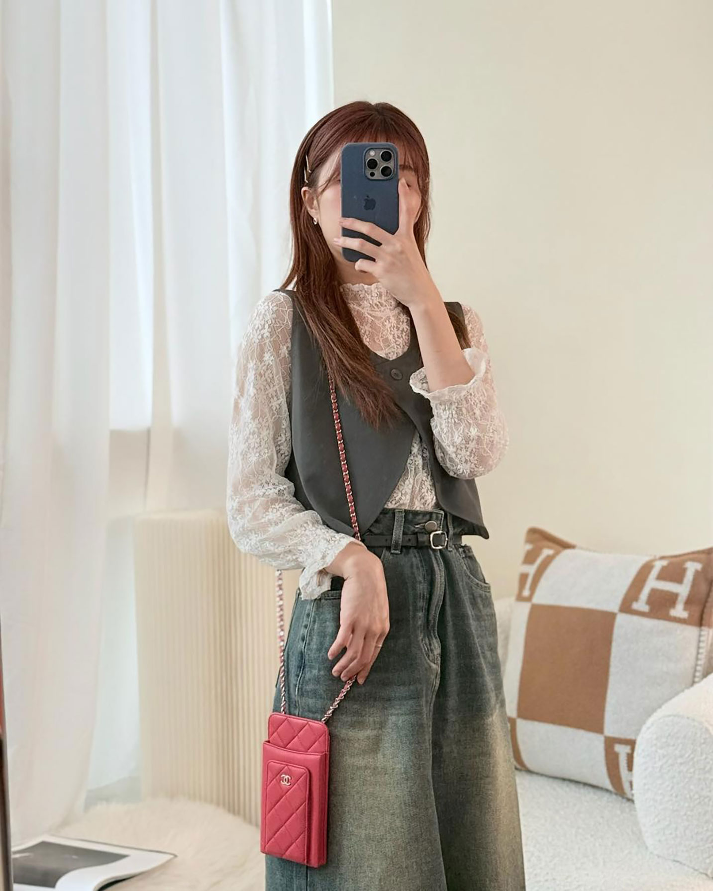 Chanel Phone Holder Long Zip Wallet