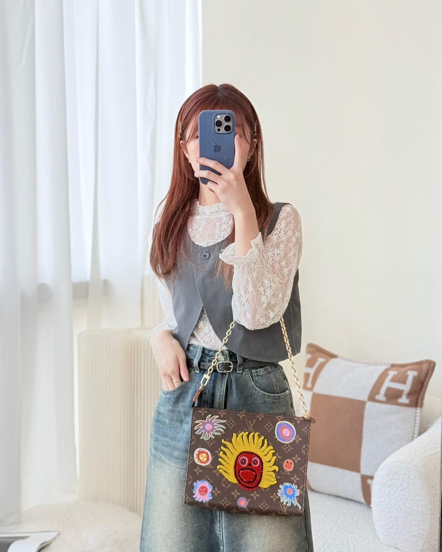 Louis Vuitton x Yayoi Kusama Toiletry Pouch on Chain Monogram Embroidered