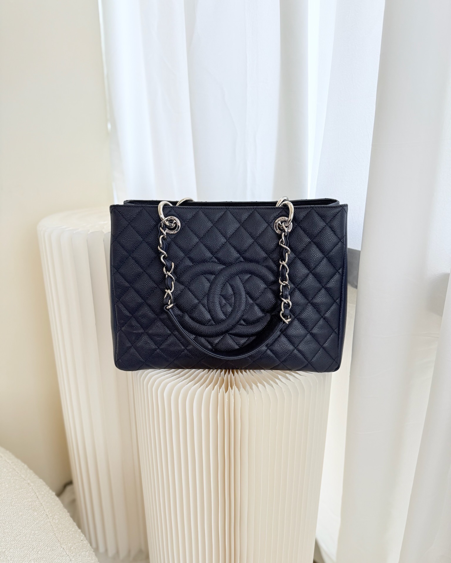 Chanel GST Navy Caviar Silver Hardware