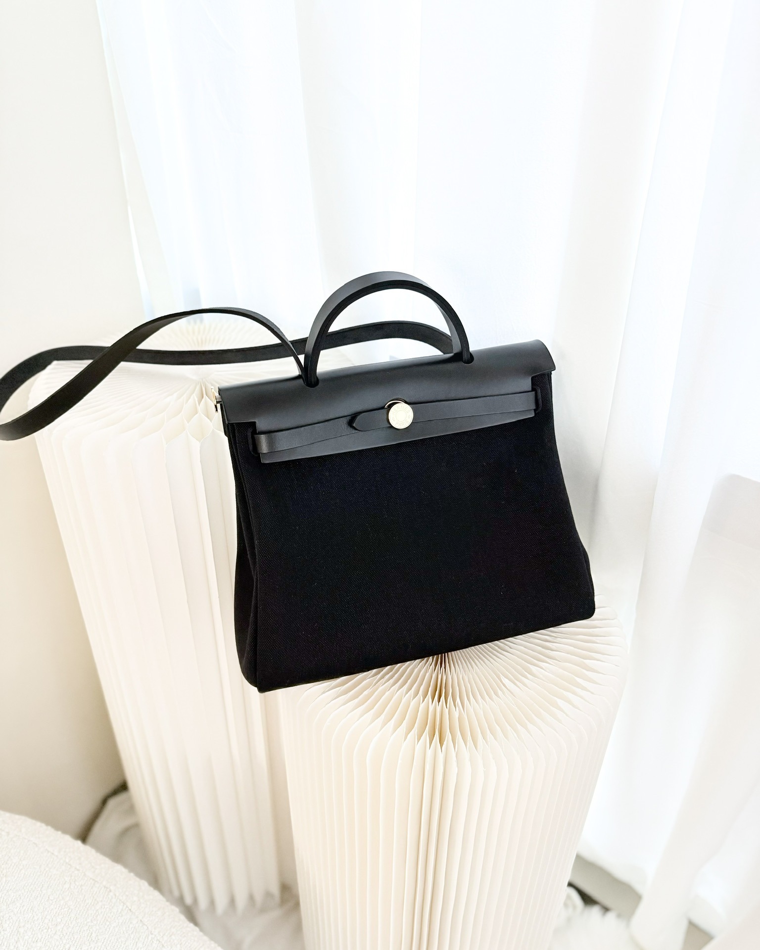 Hermès Herbag Zip 31 Noir Canvas Gold Hardware