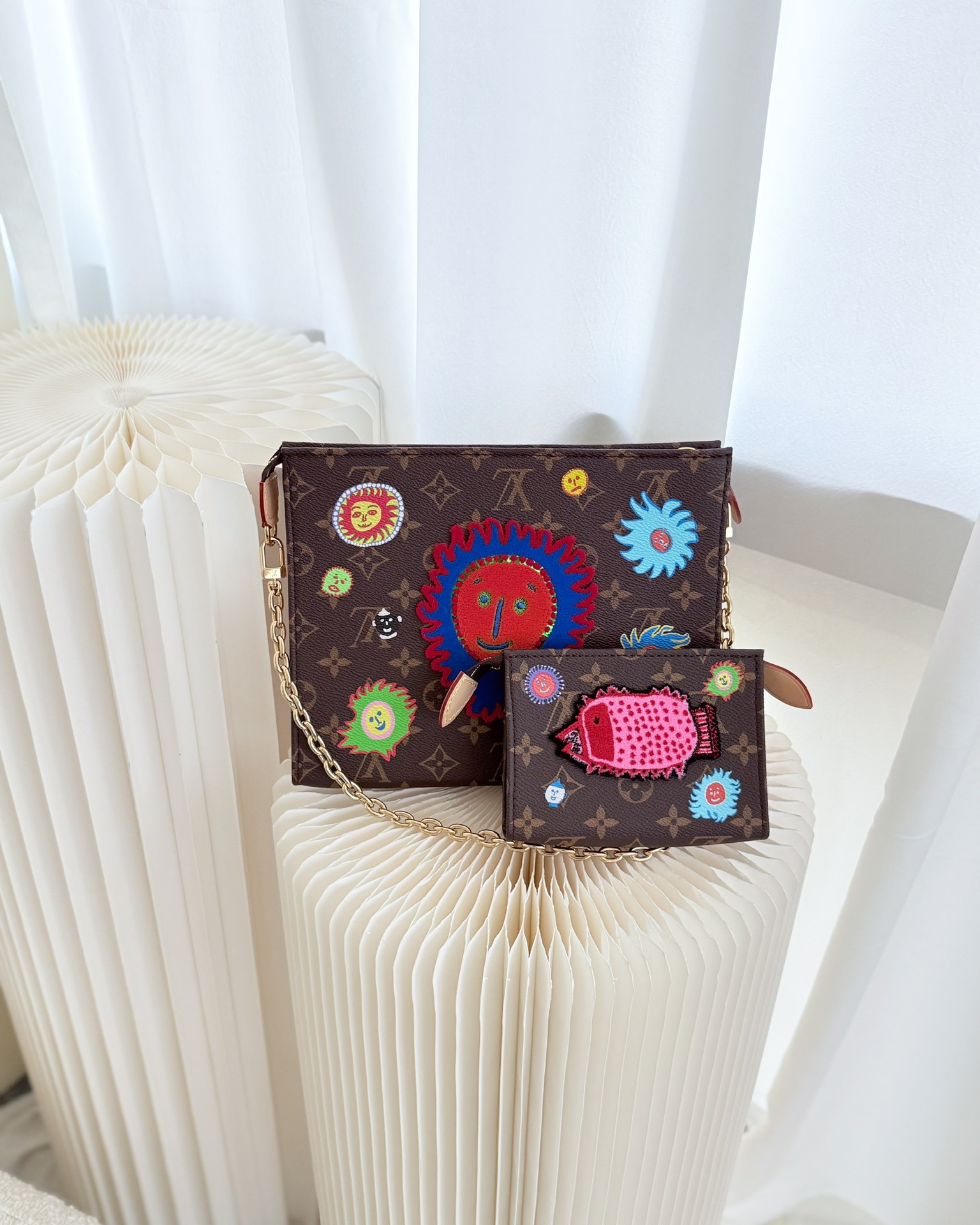 Louis Vuitton x Yayoi Kusama Toiletry Pouch on Chain Monogram Embroidered