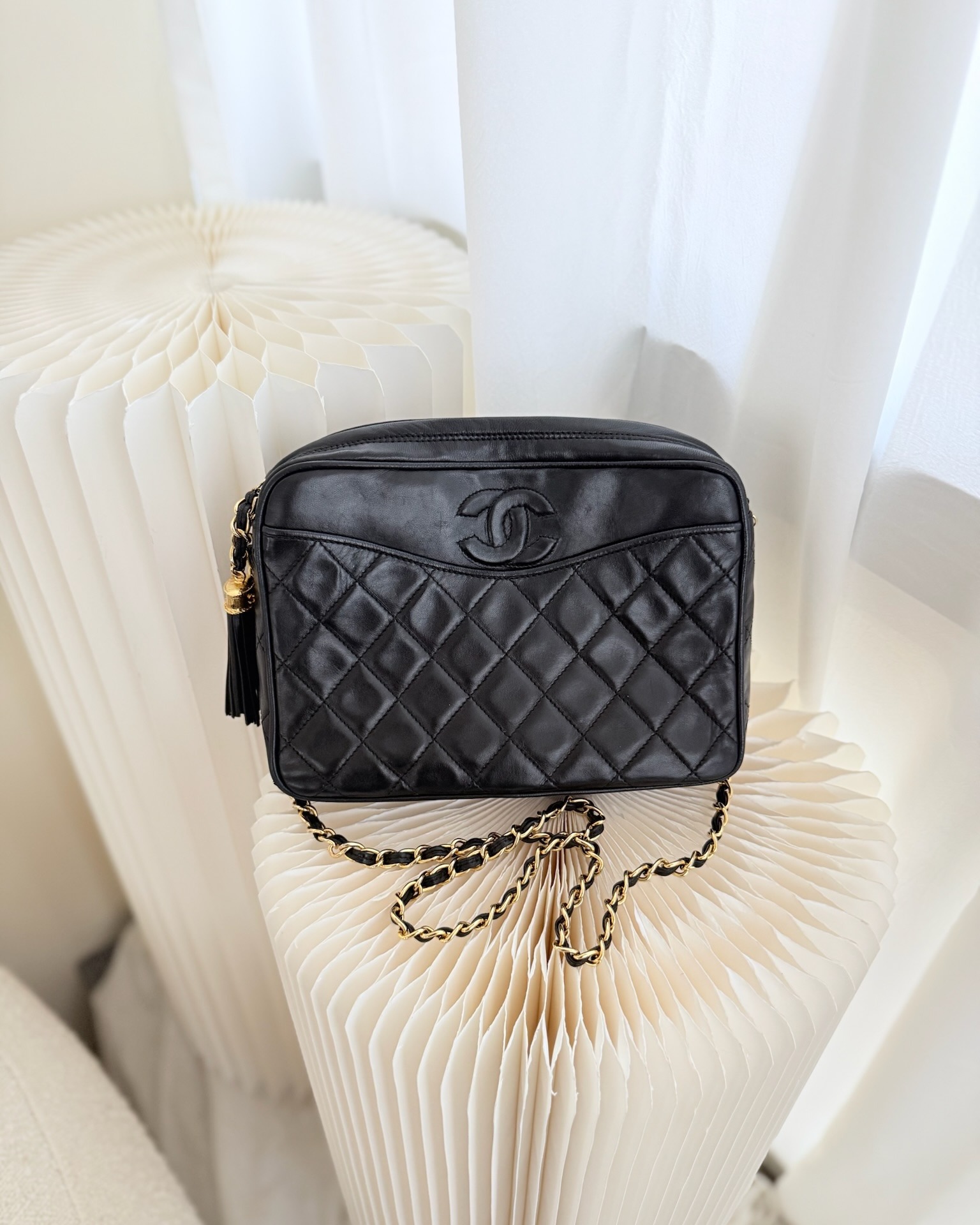 Chanel Vintage Camera Bag Black Lambskin