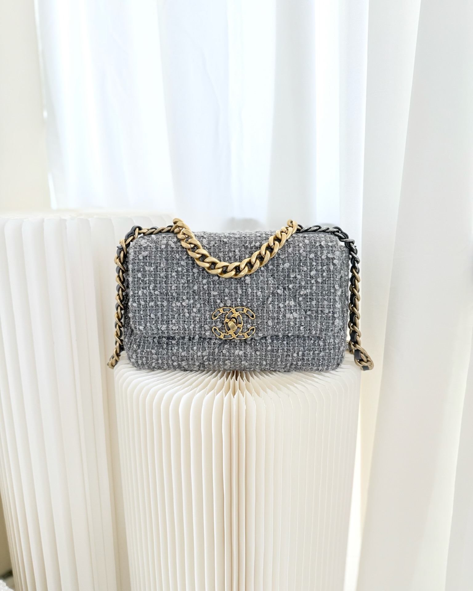 Chanel 19 Small Tweed Grey