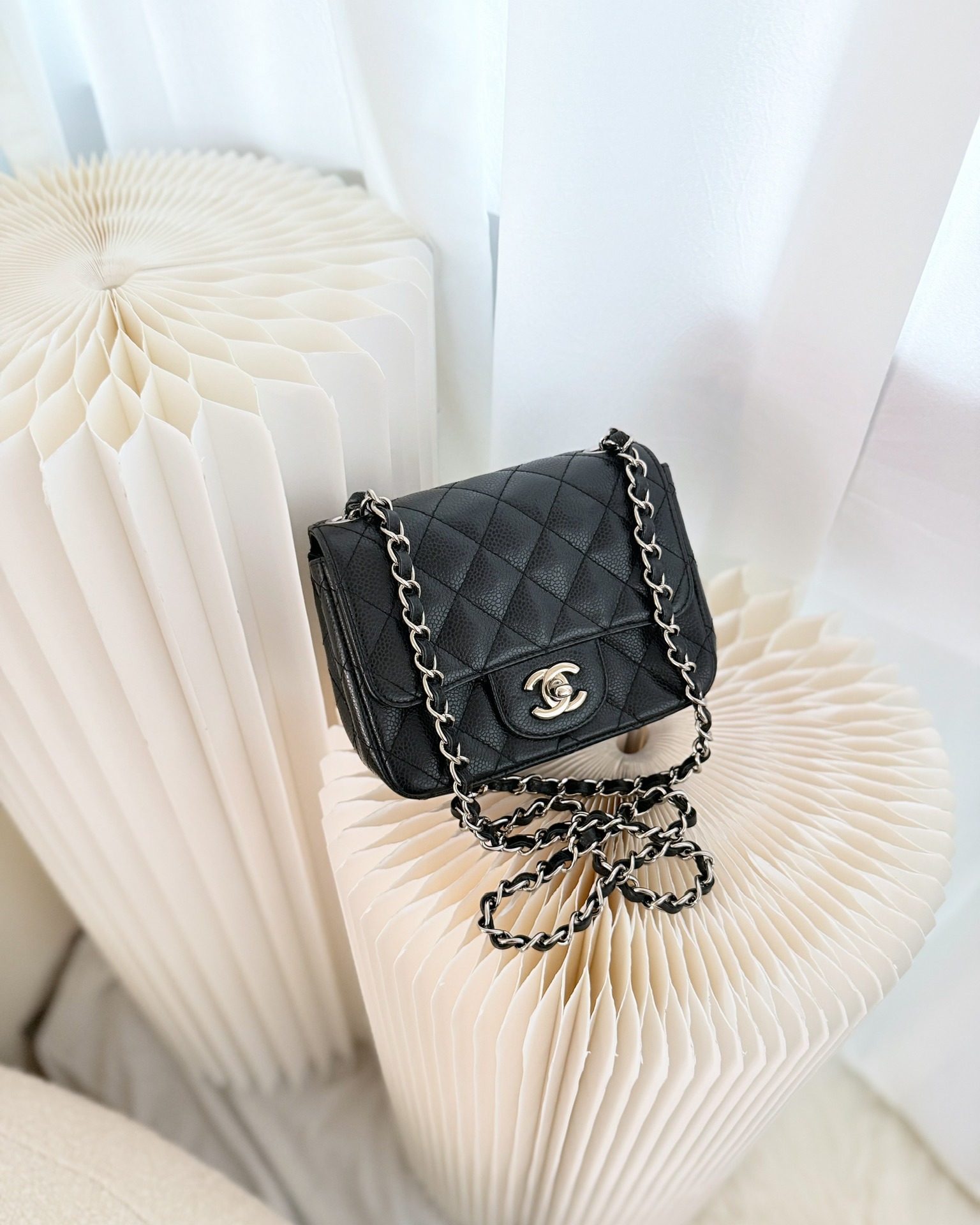 Chanel Mini Square Flap Quilted Caviar Black