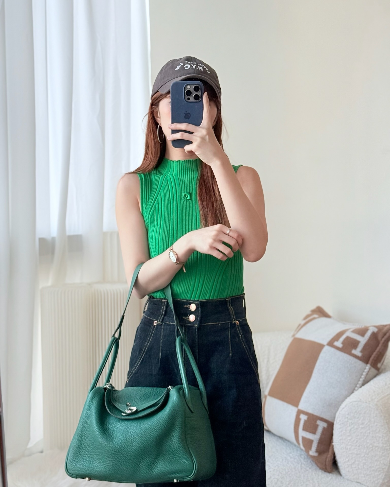 Hermès Lindy 30 Malachite Clemence