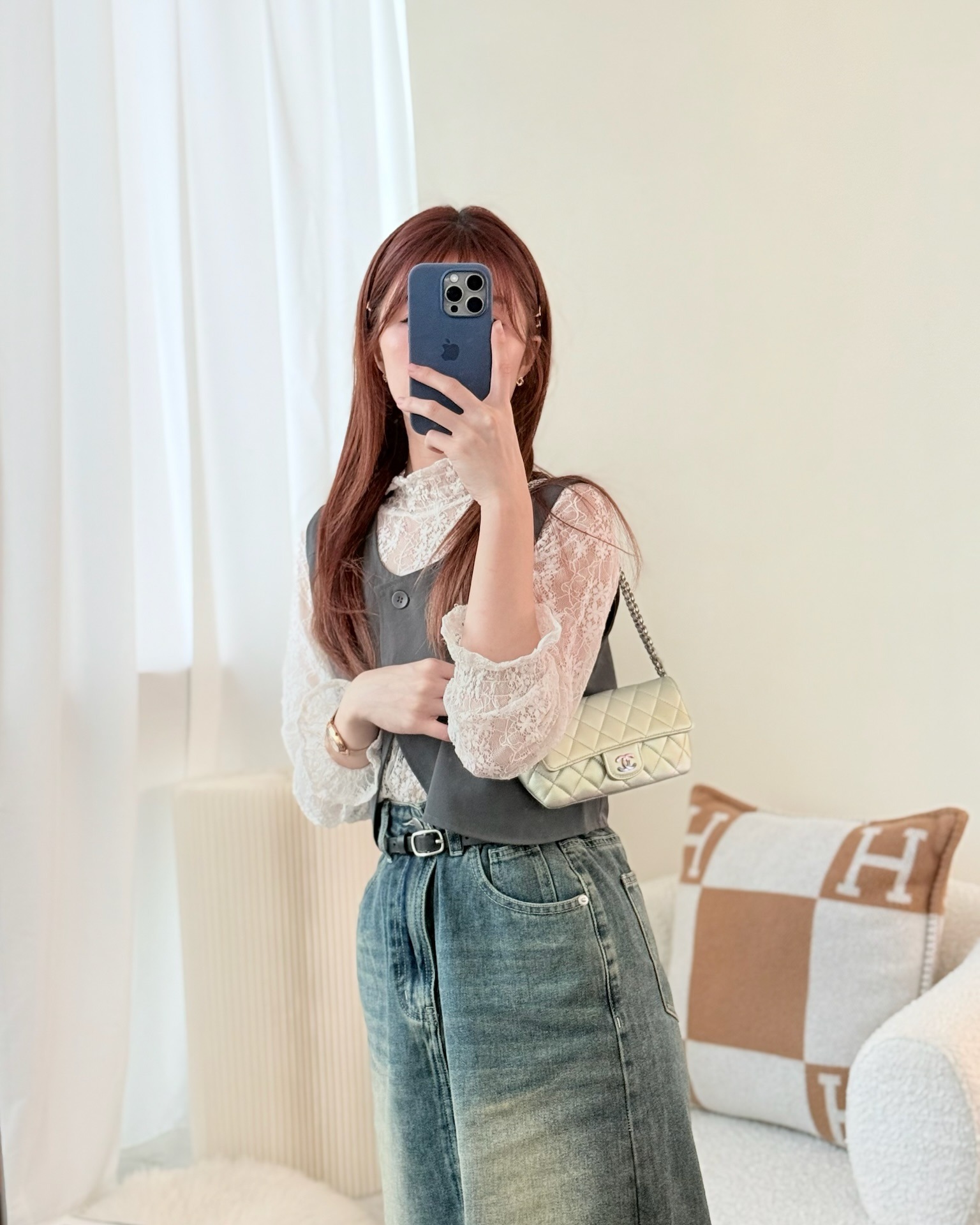 Chanel Quilted Case on Chain Iridescent Rainbow Calfskin