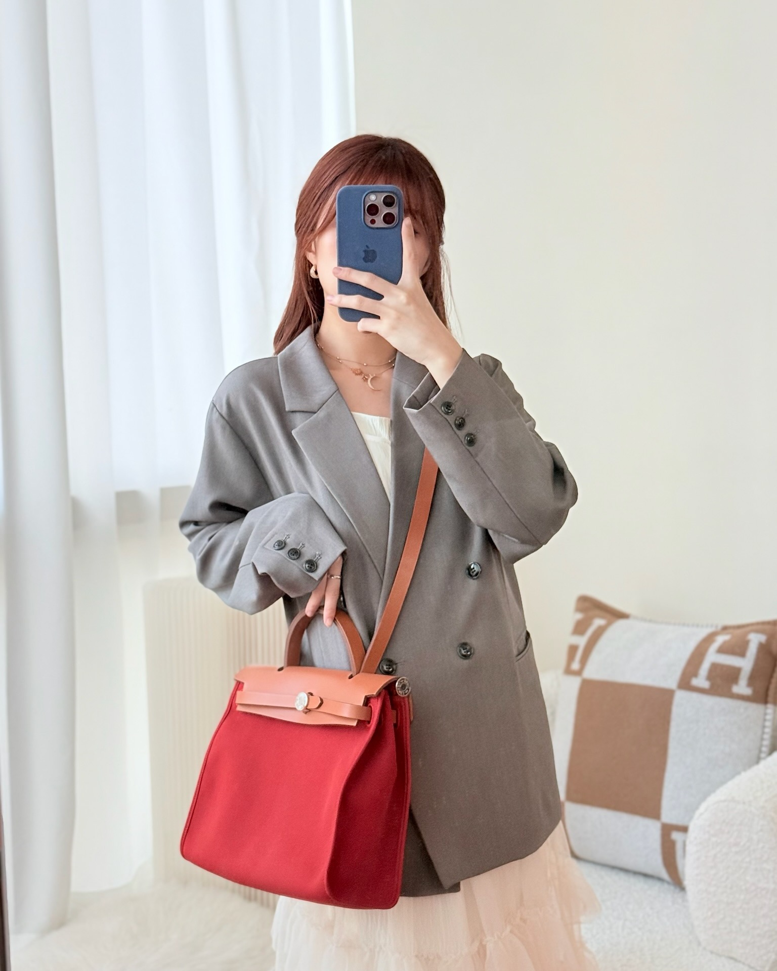 Hermès Herbag Zip 31 Rouge Tomate