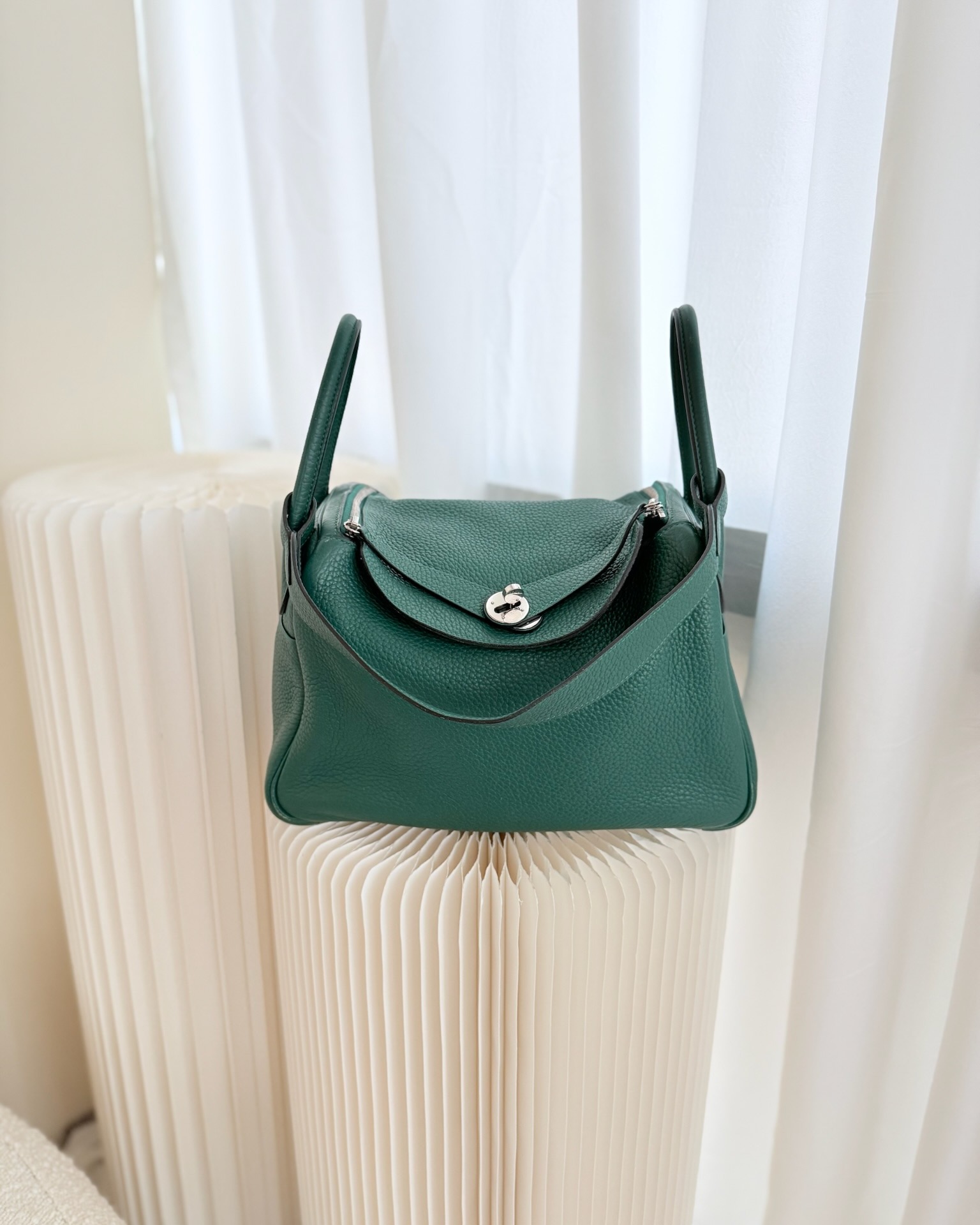 Hermès Lindy 30 Malachite Clemence
