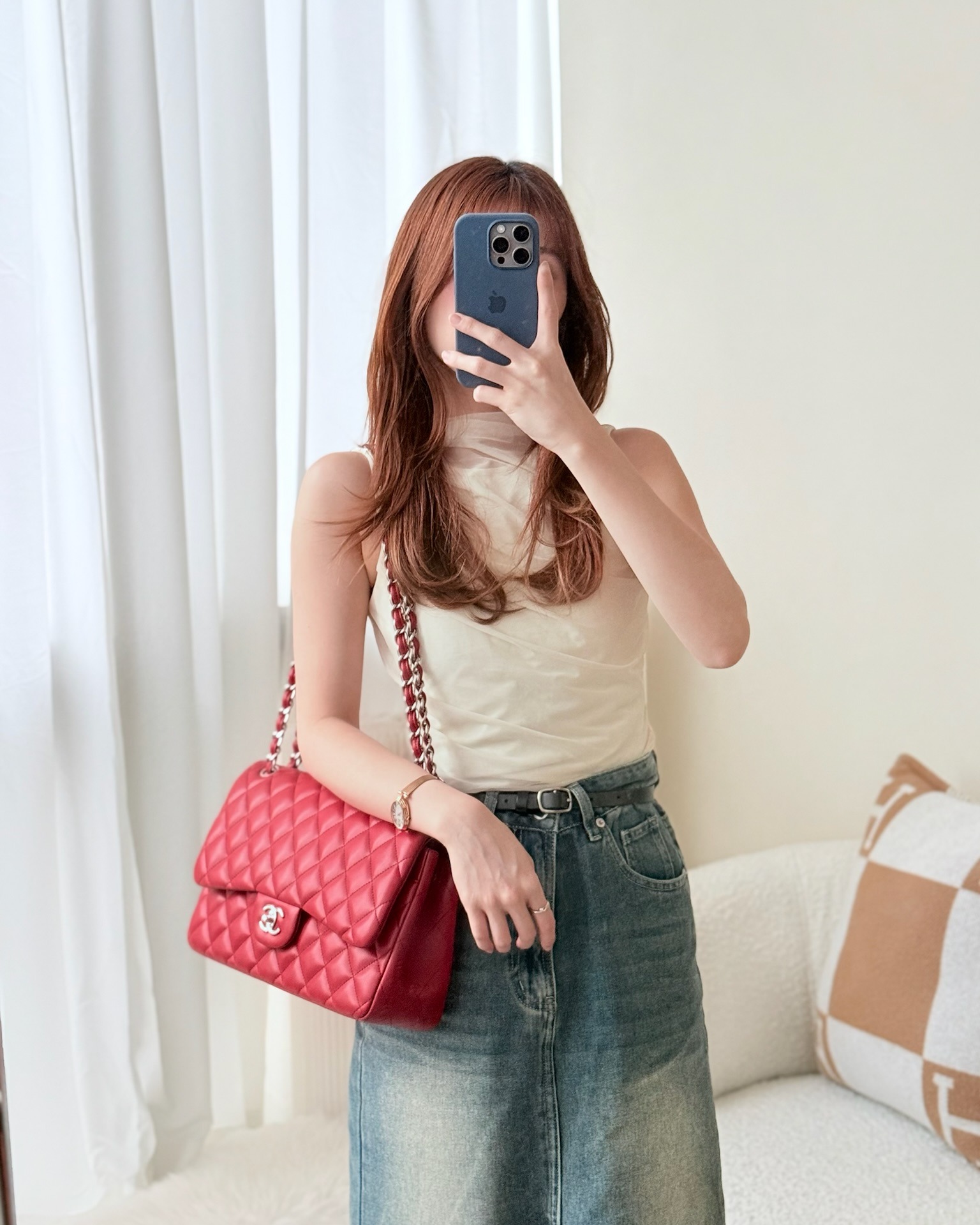 Chanel Jumbo Double Flap Red Lambskin