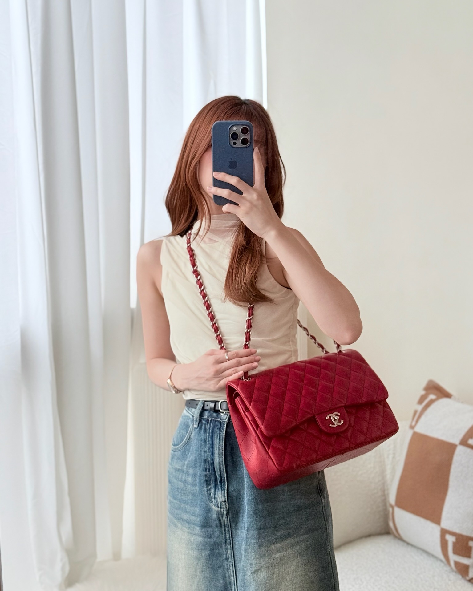 Chanel Jumbo Double Flap Red Lambskin