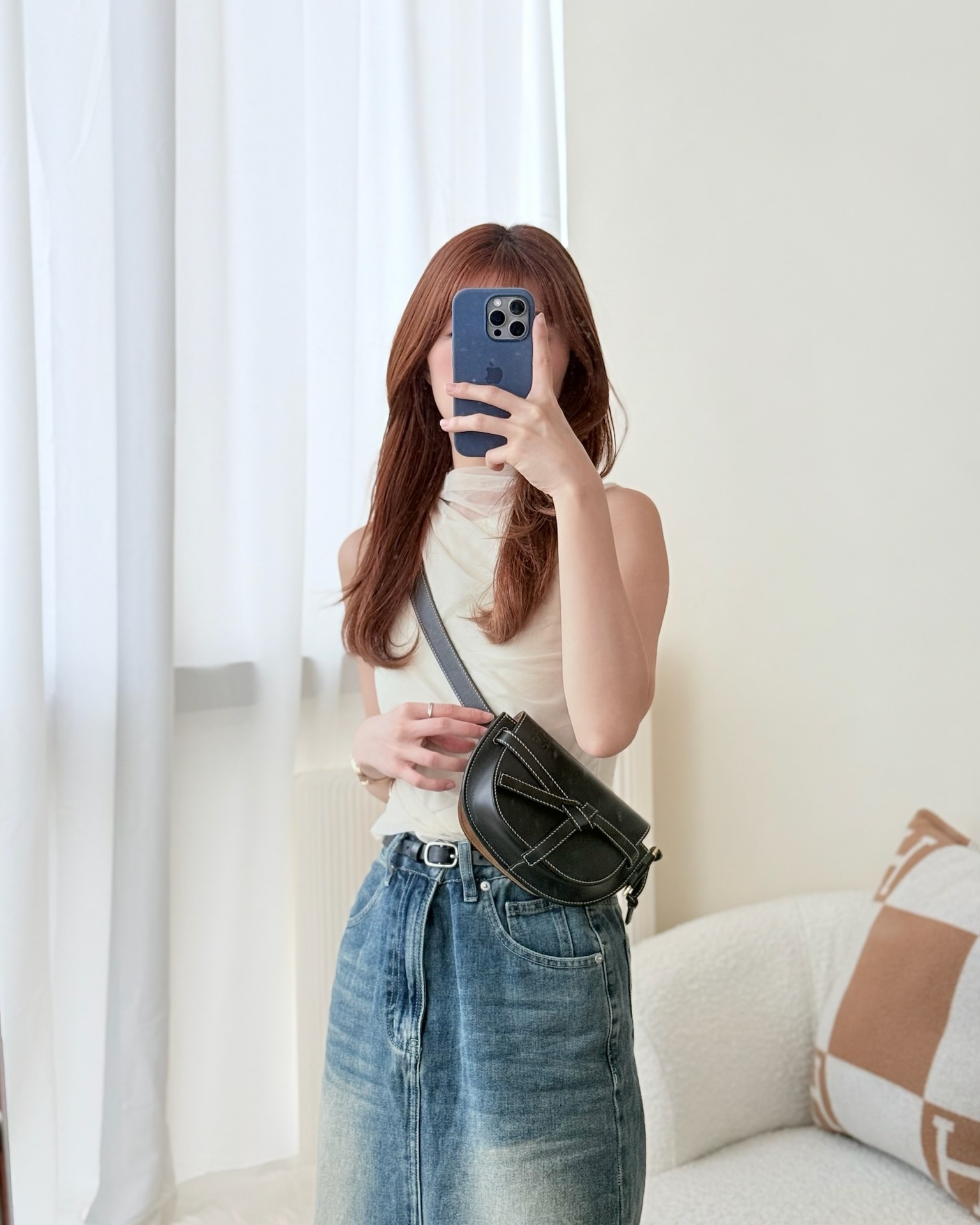 Loewe Mini Gate Belt Bag in Soft Calfskin Black