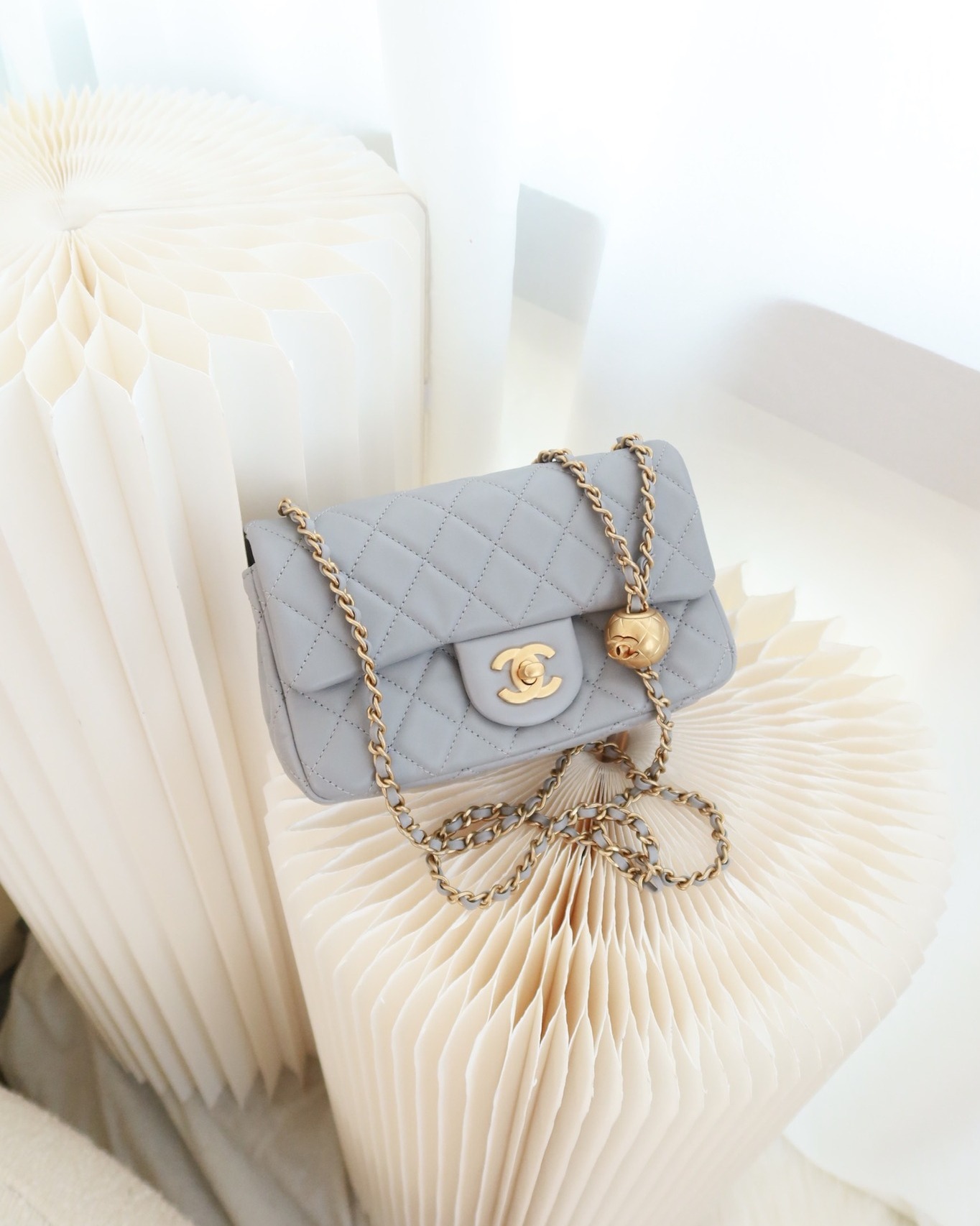 Chanel Mini Rectangular Pearl Crush Grey Lambskin Aged