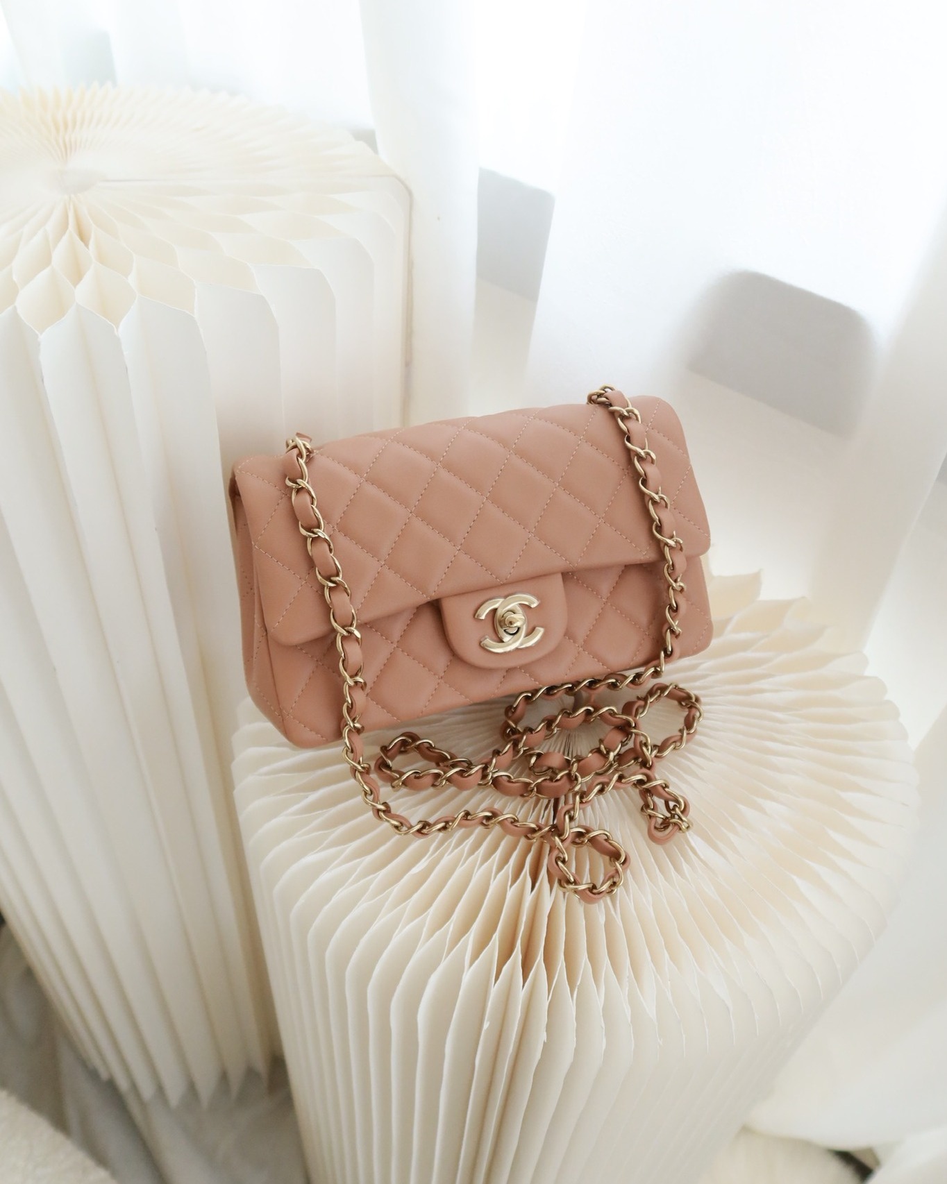 Chanel Quilted Mini Rectangular Dark Beige Lambskin