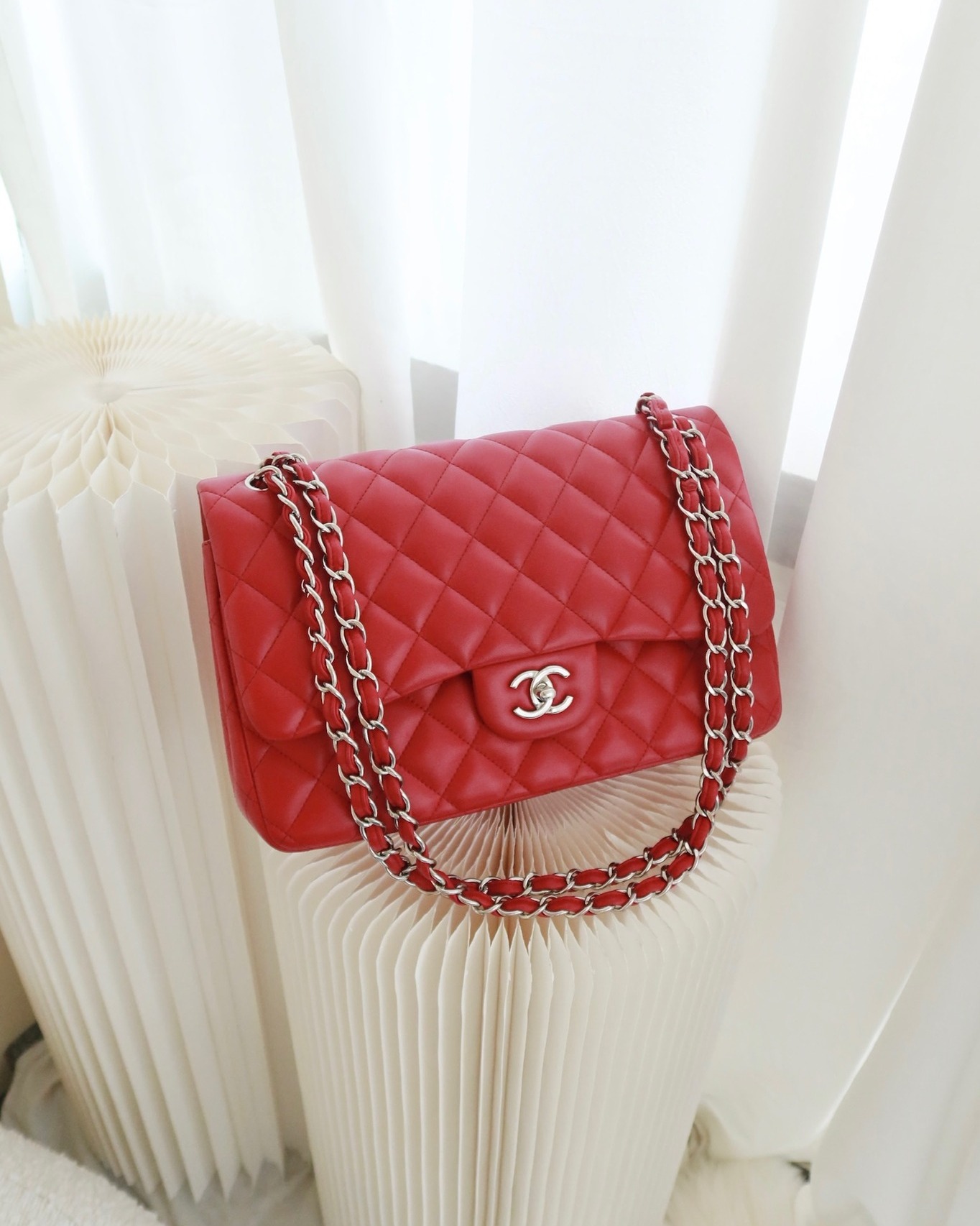 Chanel Jumbo Double Flap Red Lambskin