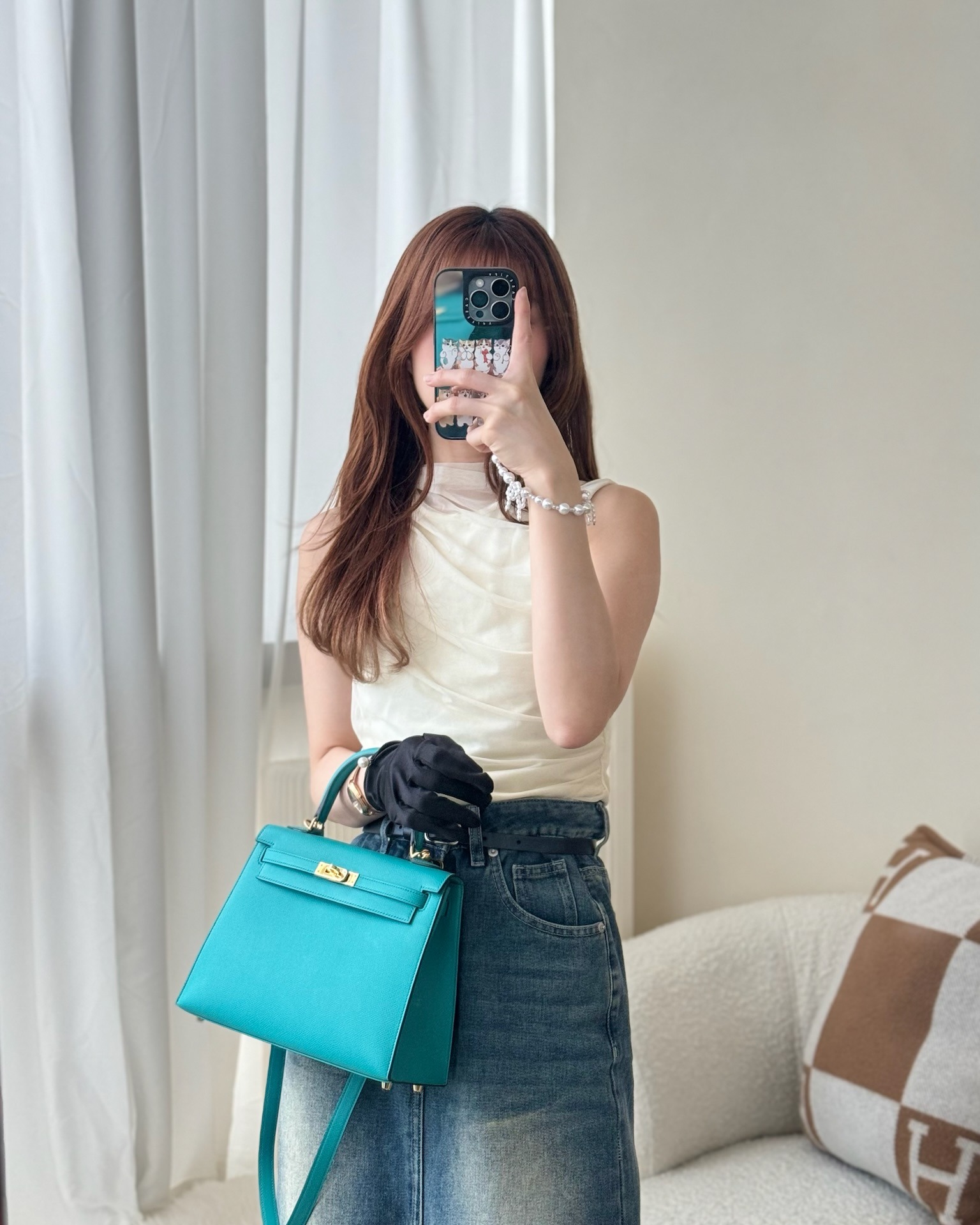 Hermès Sellier Kelly 25 Bleu Paon 7F Epsom