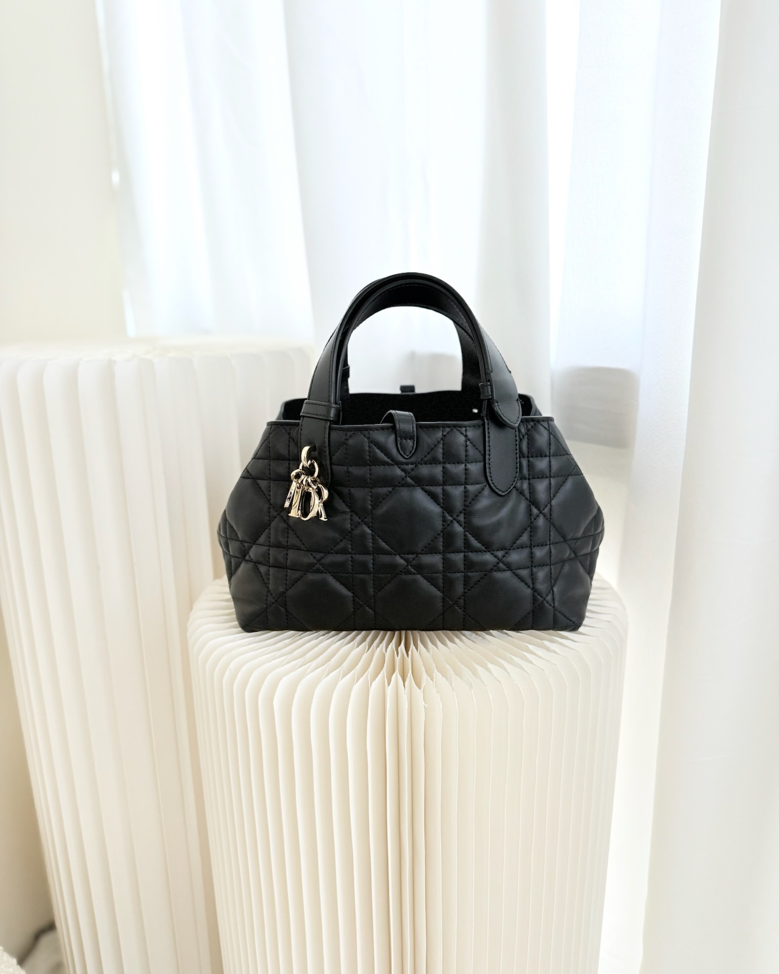 Dior Small Toujours Bag Black Macrocannage Calfskin