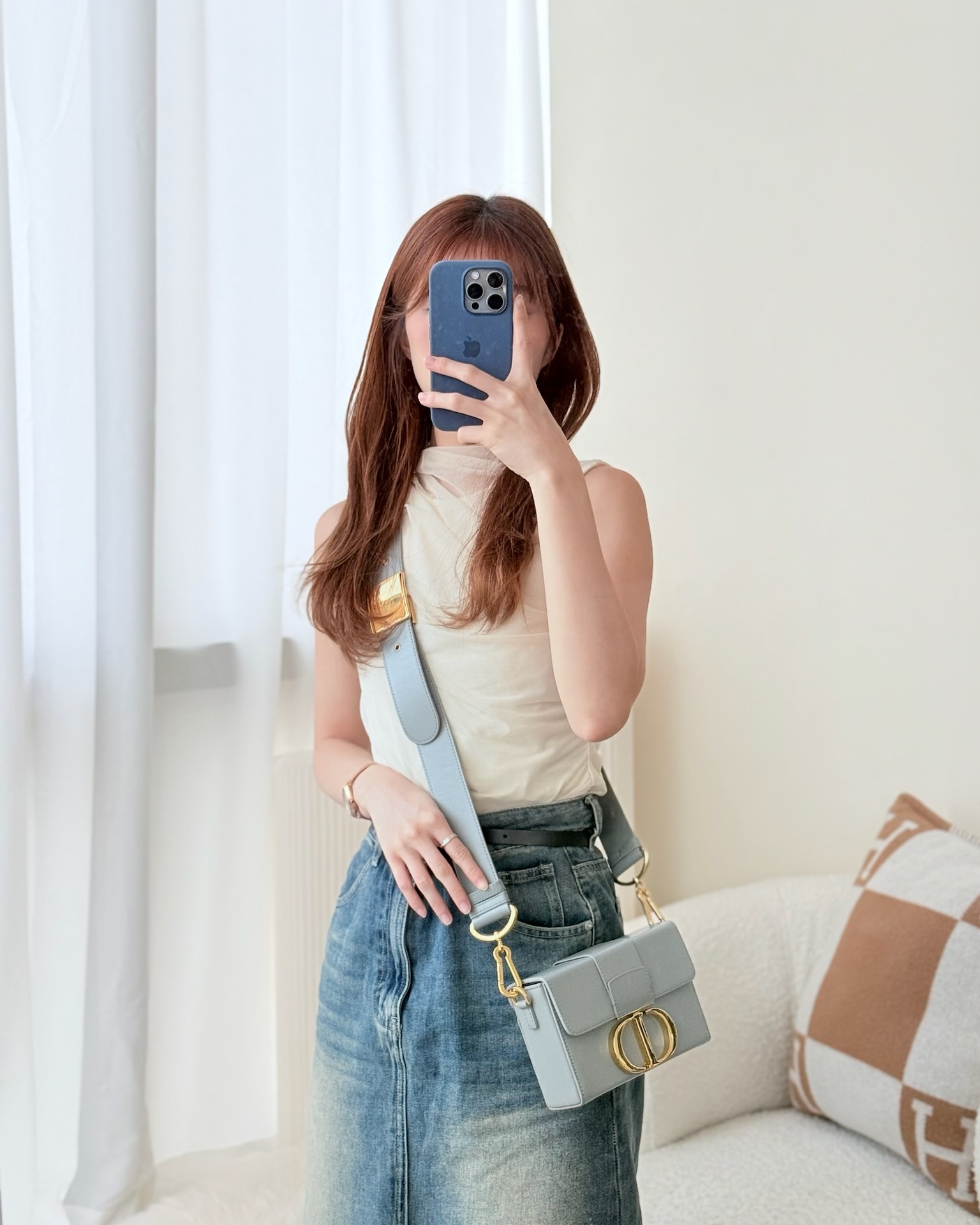 Dior 30 Montaigne Box Bag Grey Calfskin