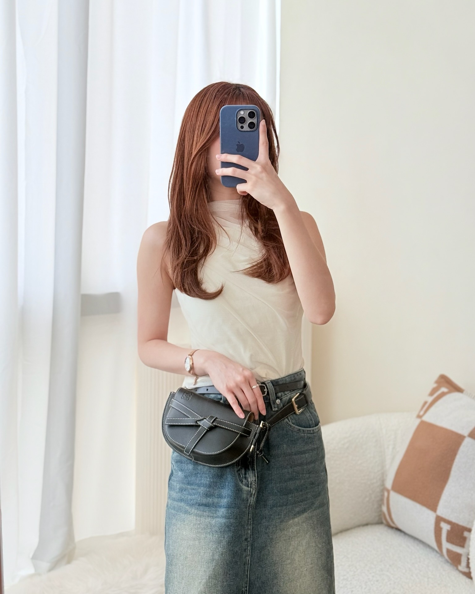 Loewe Mini Gate Belt Bag in Soft Calfskin Black