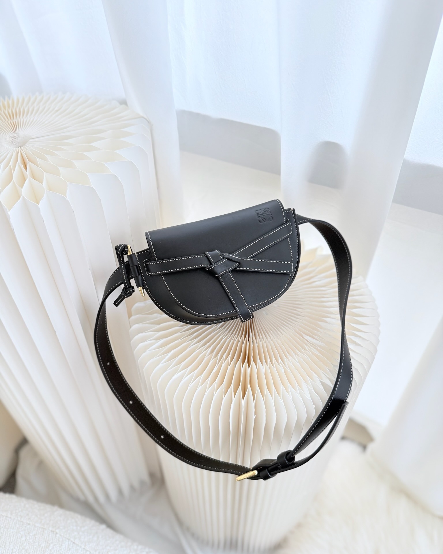 Loewe Mini Gate Belt Bag in Soft Calfskin Black