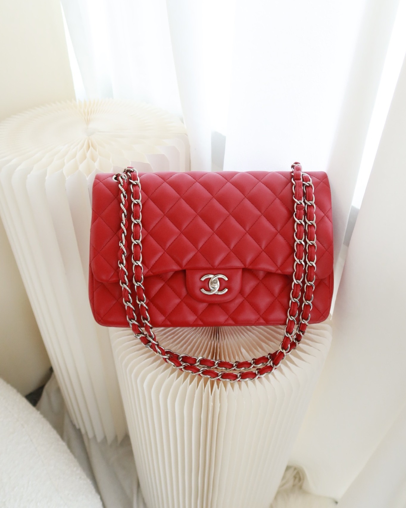 Chanel Jumbo Double Flap Red Lambskin