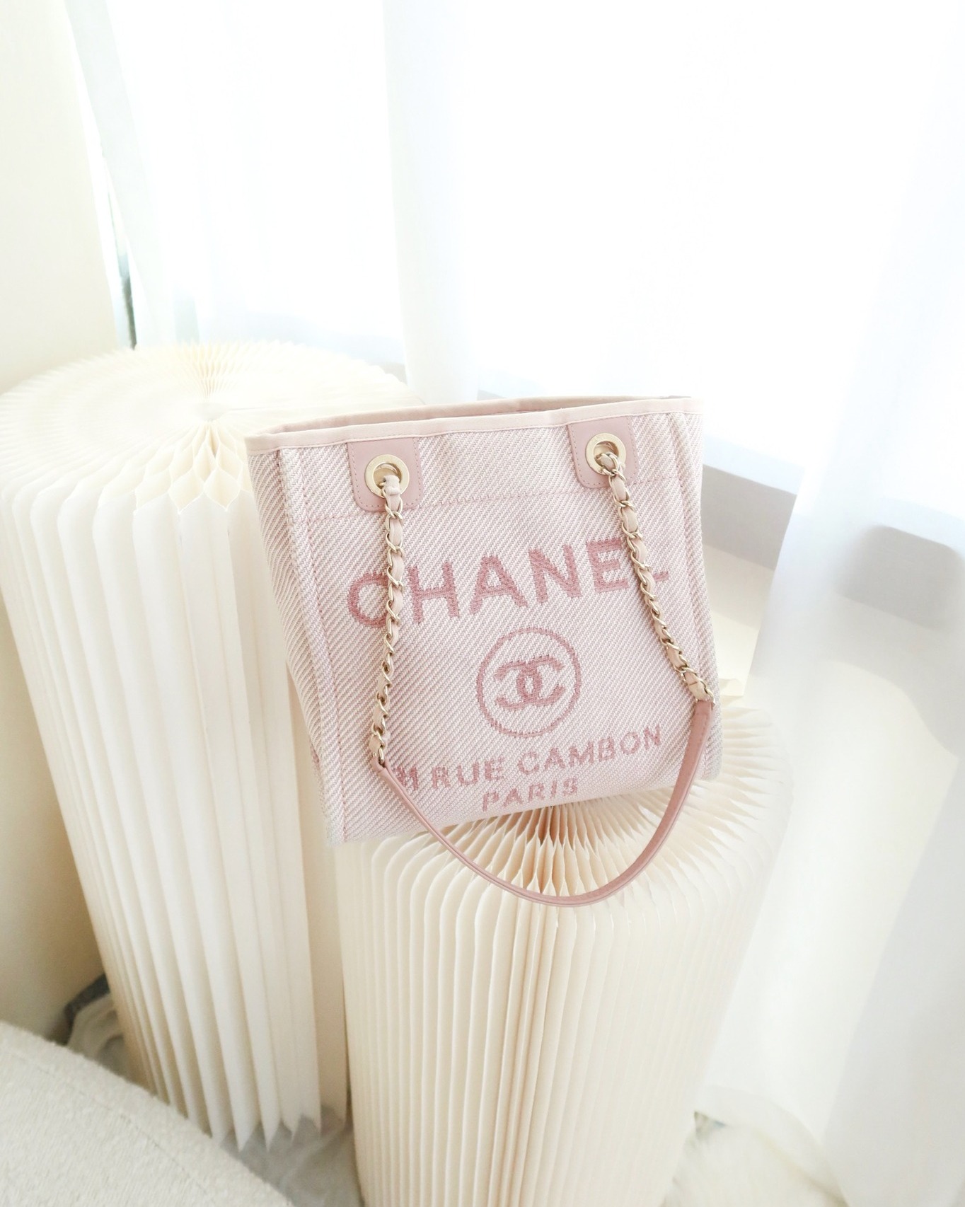 Chanel Small Vertical Deauville Canvas Pink
