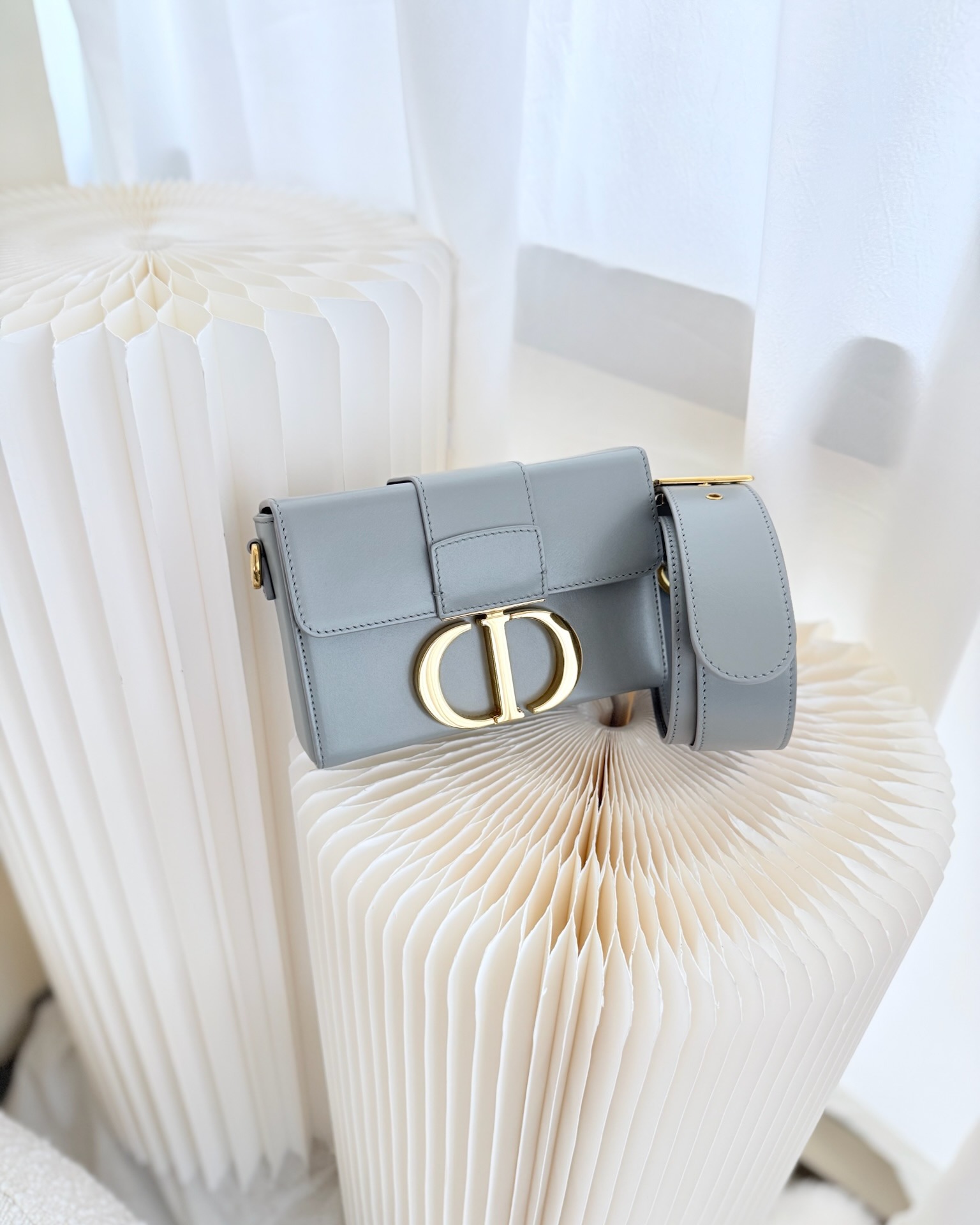 Dior 30 Montaigne Box Bag Grey Calfskin