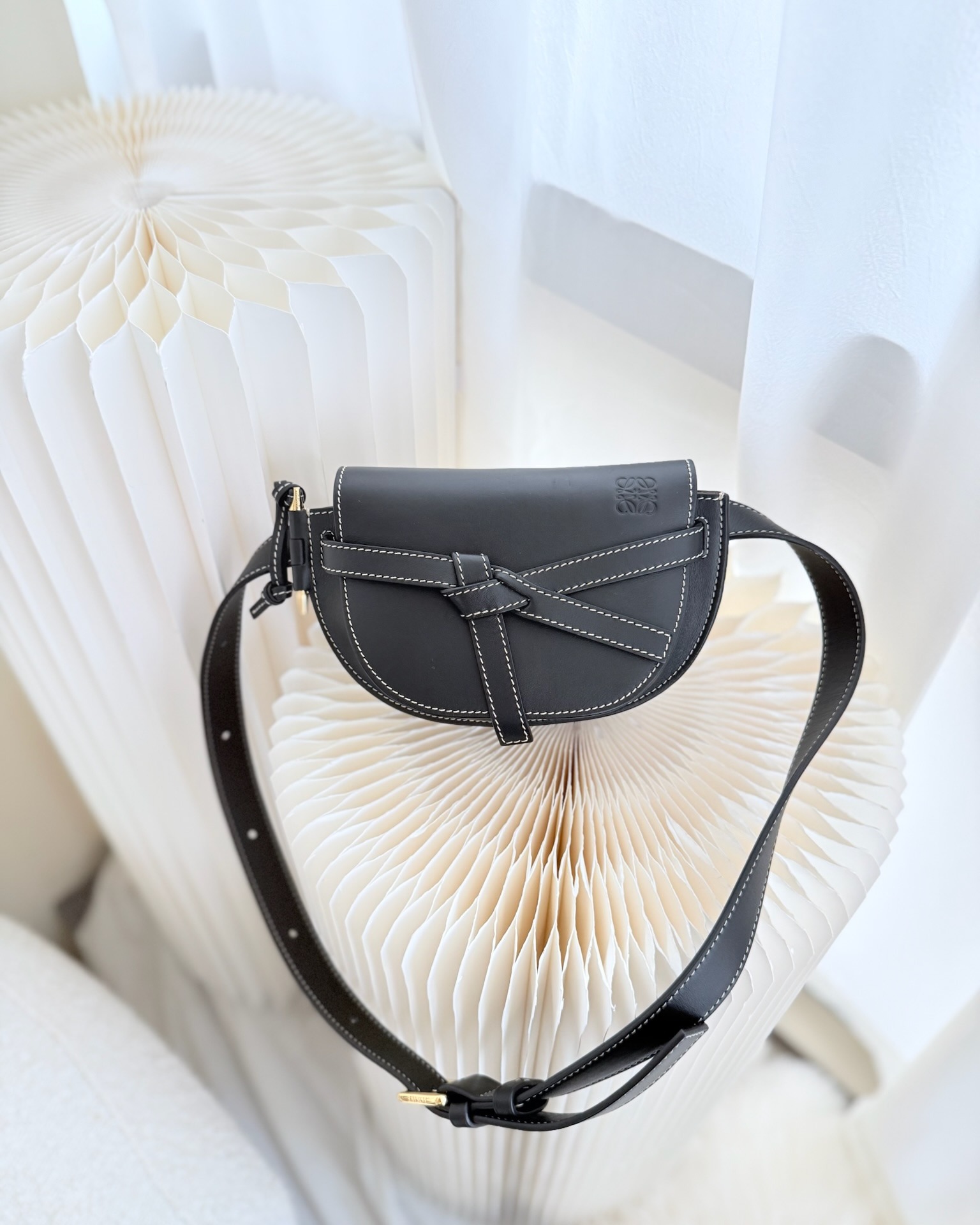 Loewe Mini Gate Belt Bag in Soft Calfskin Black