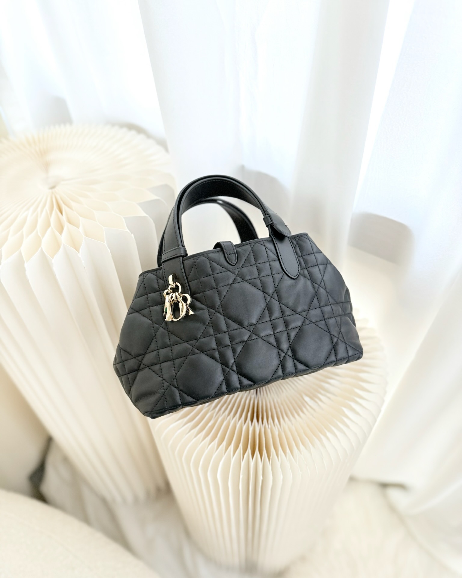 Dior Small Toujours Bag Black Macrocannage Calfskin