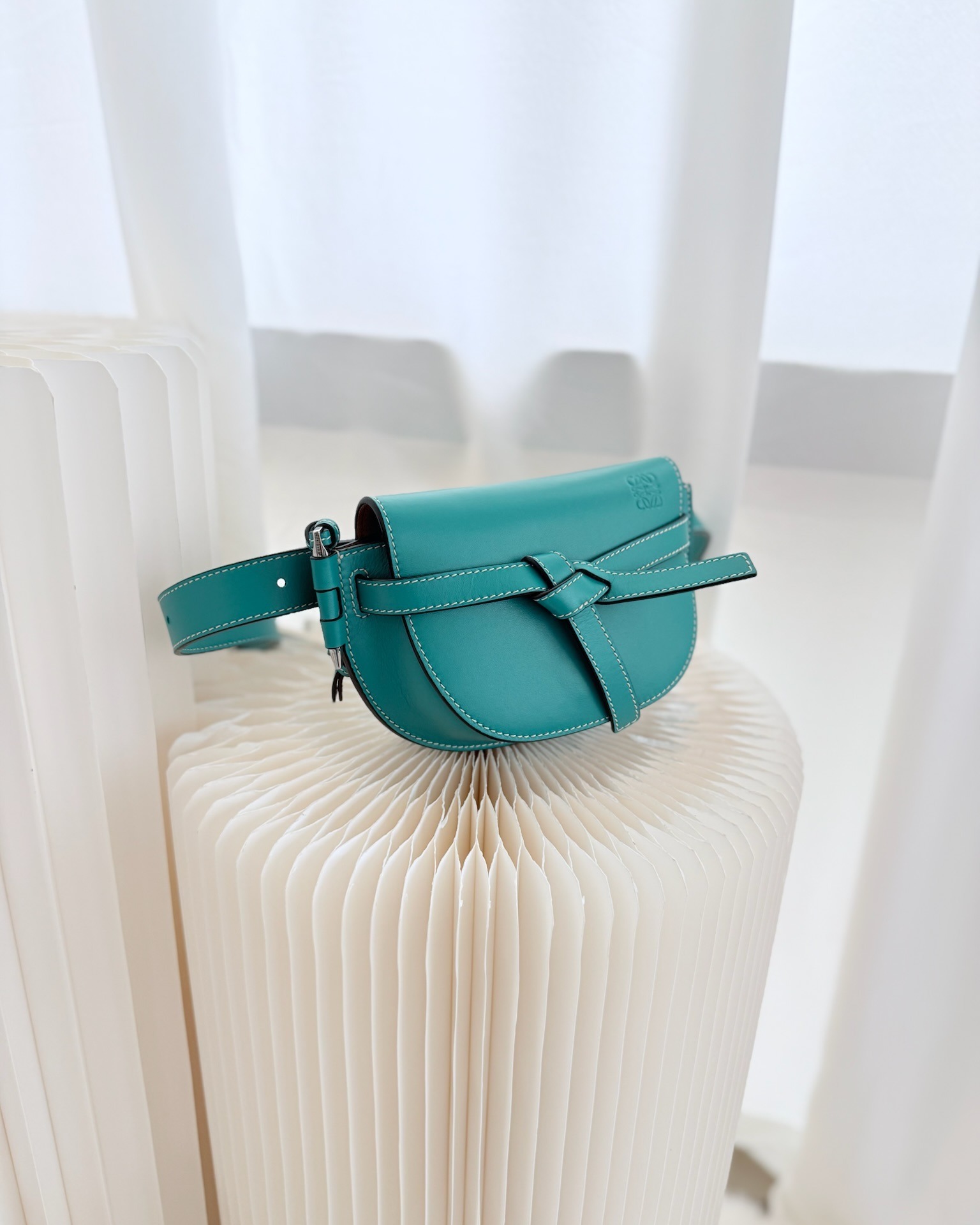 Loewe Mini Gate Belt Bag in Soft Calfskin Green