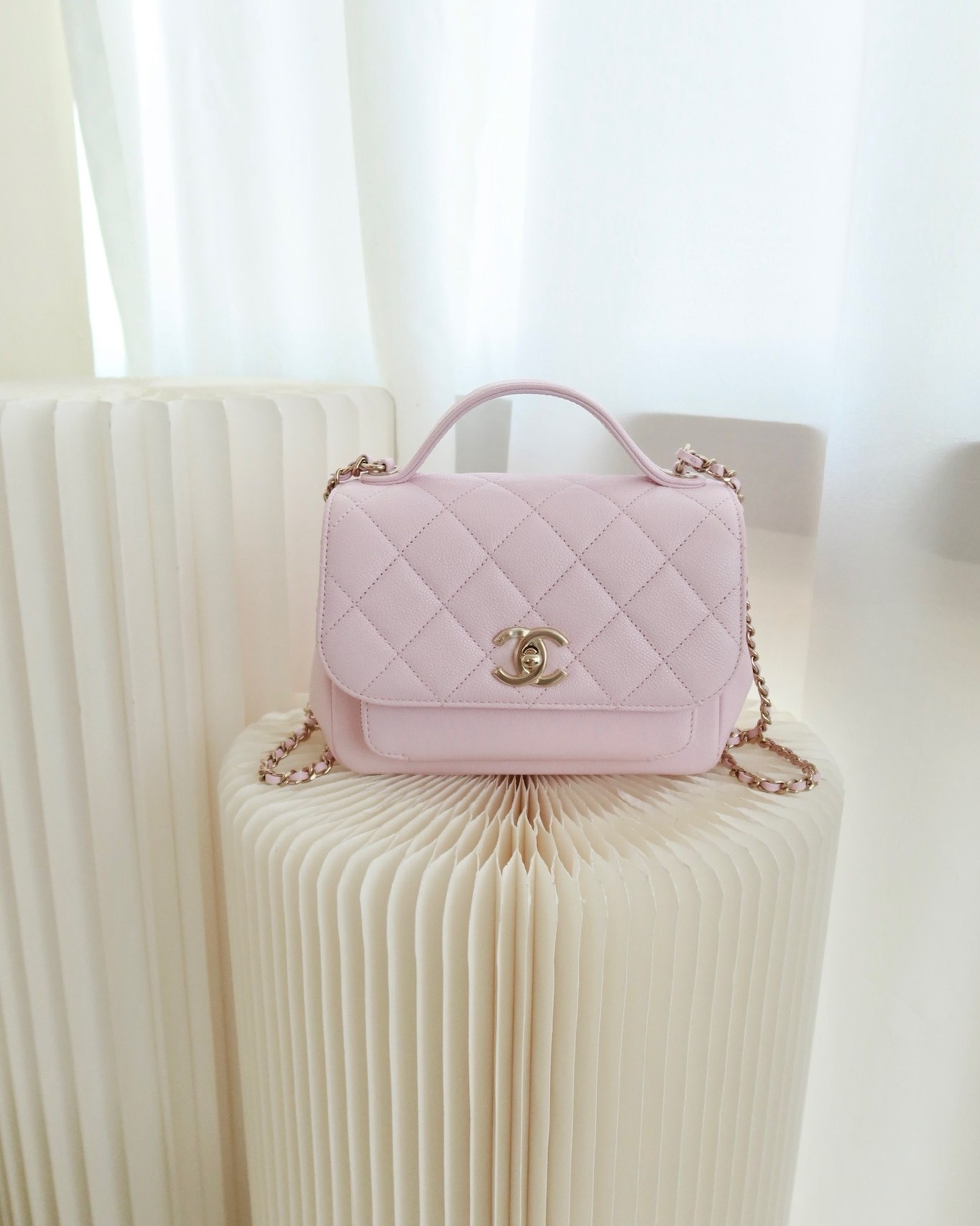 Chanel Quilted Small Business Affinity Flap Light Pink Caviar