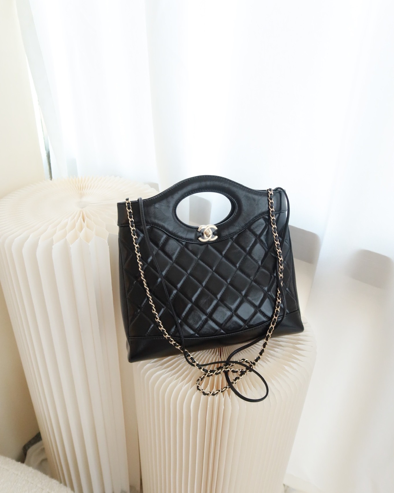 Chanel 31 Small Black Shiny Lambskin 24S