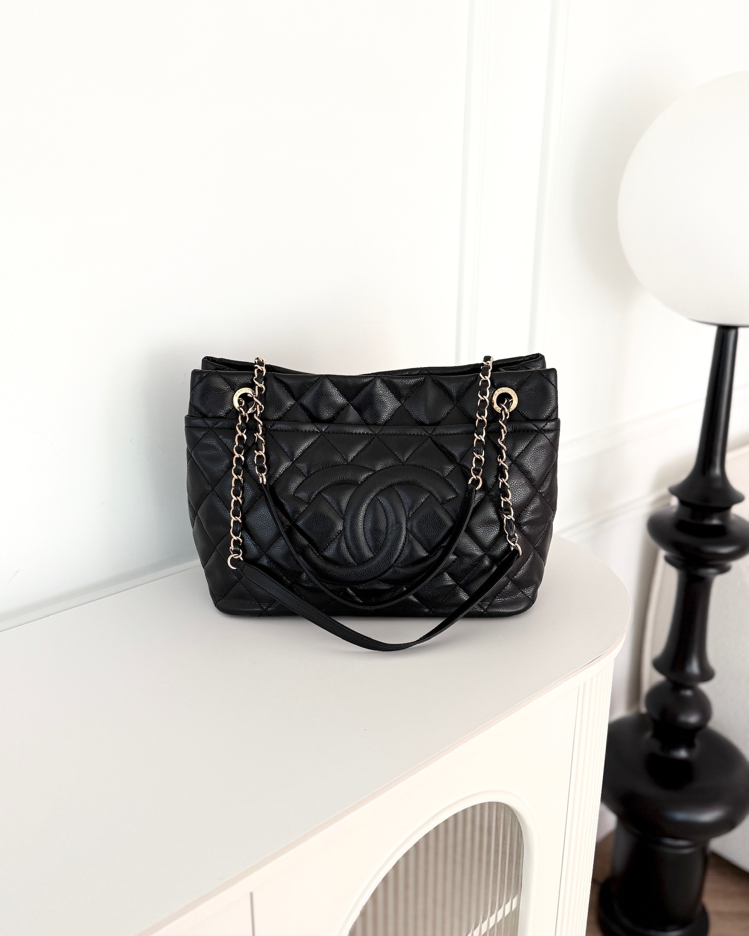 Chanel CC Tote Bag Black Soft Caviar
