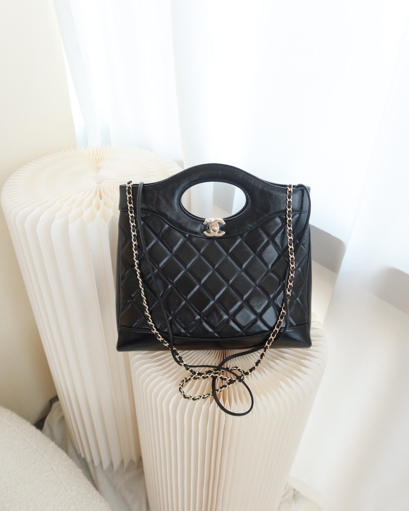 Chanel 31 Small Black Shiny Lambskin 24S