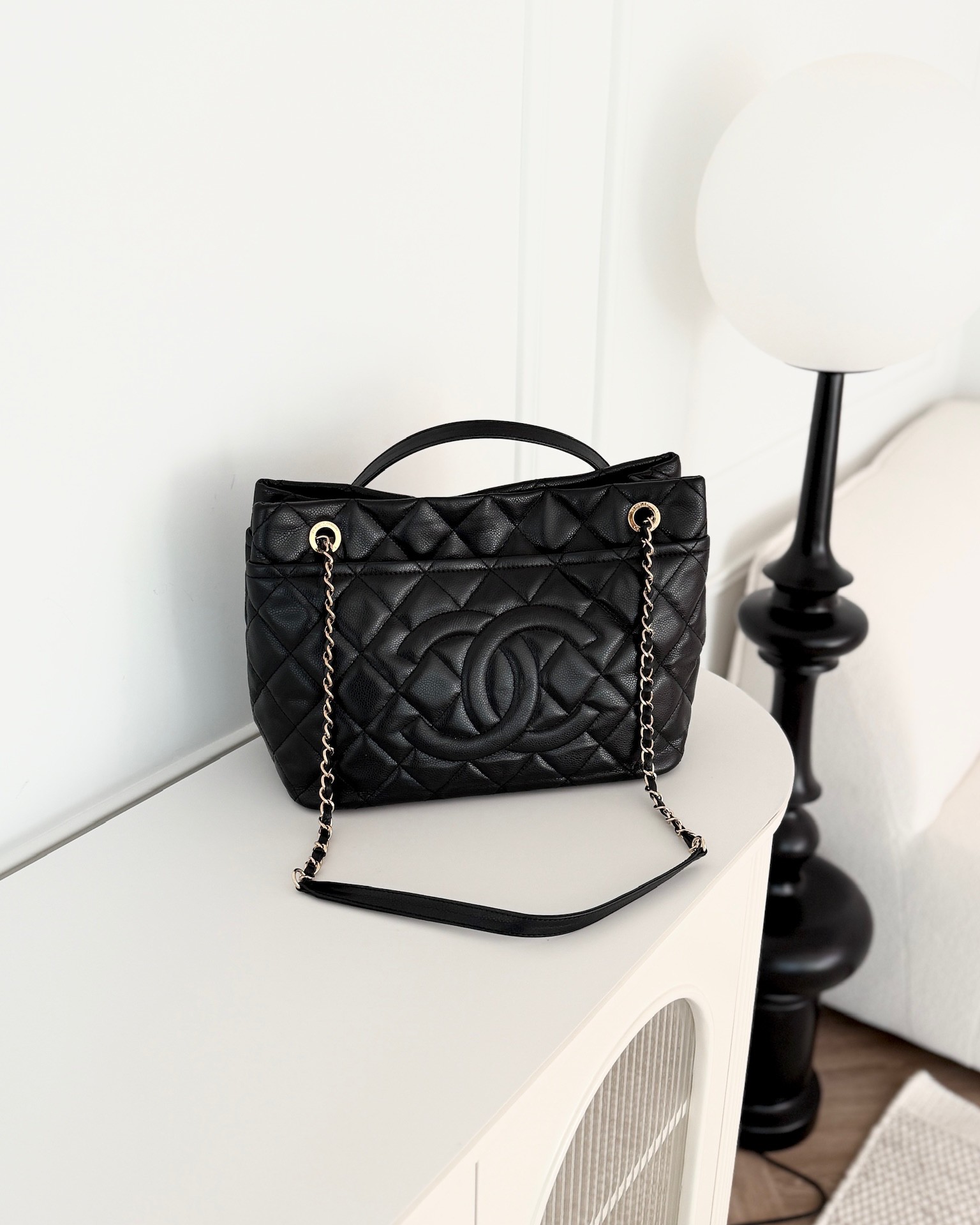 Chanel CC Tote Bag Black Soft Caviar