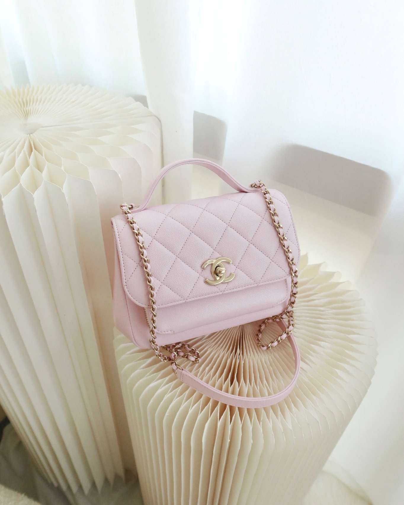 Chanel Quilted Small Business Affinity Flap Light Pink Caviar