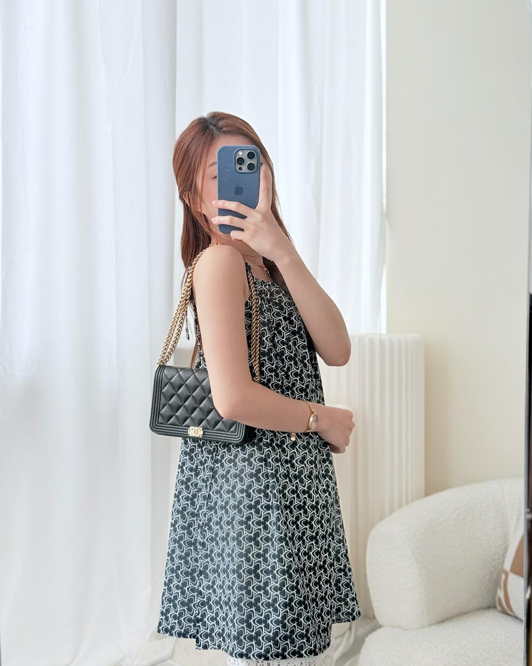 Chanel Quilted Boy Wallet on Chain WOC Black Caviar Age