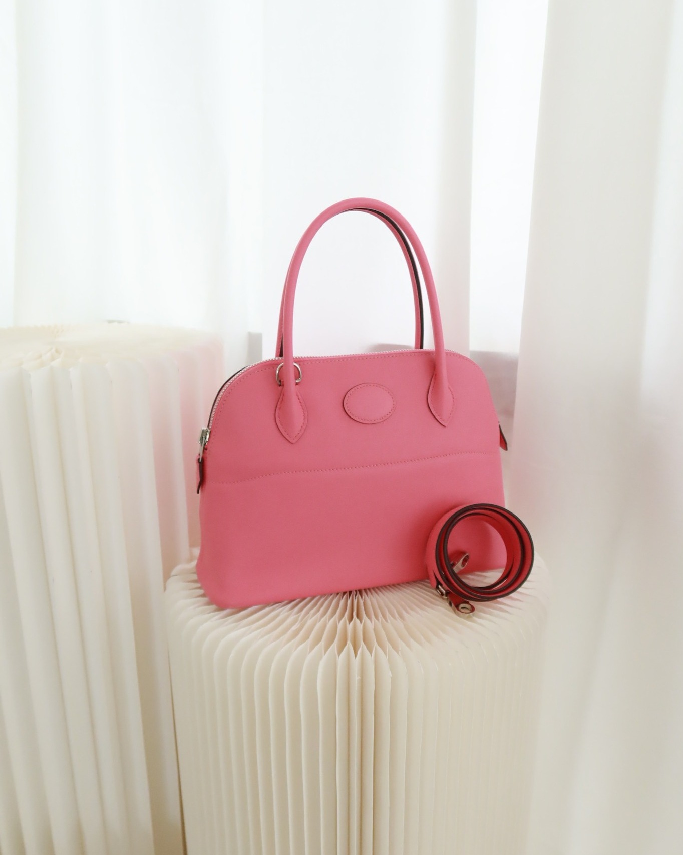 Hermès Bolide 27 Rose Azalée 8W Swift Palladium Hardware